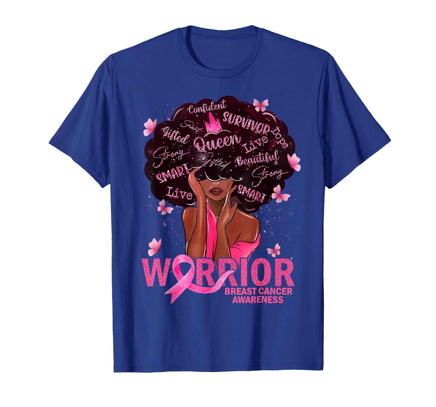 American African Black Women Queen Breast Cancer Warrior T-Shirt