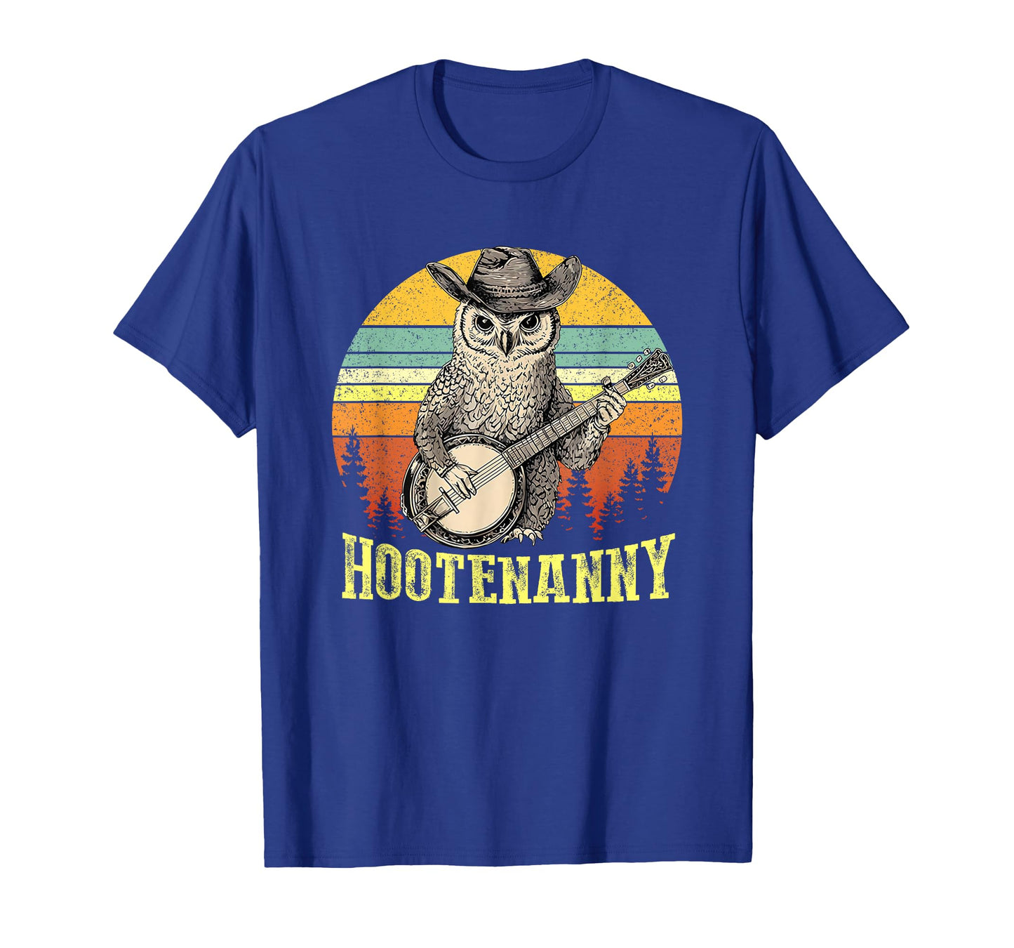 Hootenanny Owl Playing Banjo Country Owl Funny Guitar Music T-Shirt