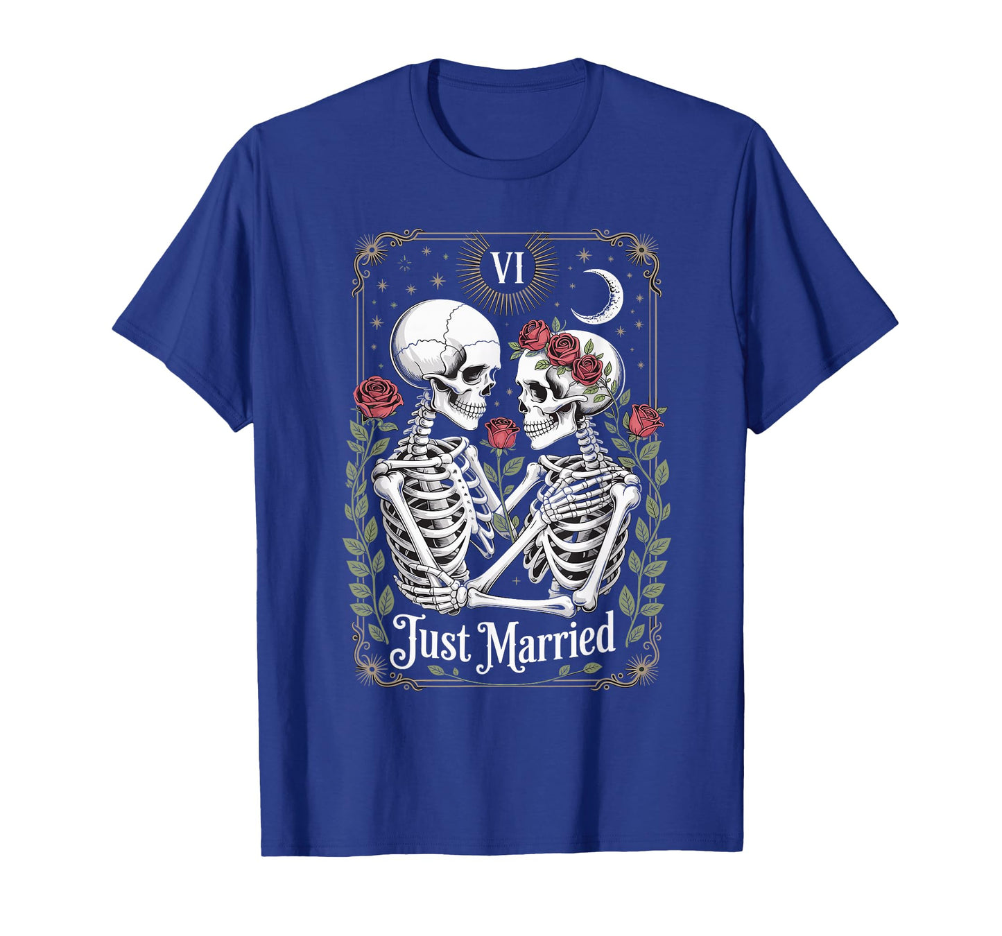 Just Married The Lovers Skeleton Couple Matching Halloween T-Shirt
