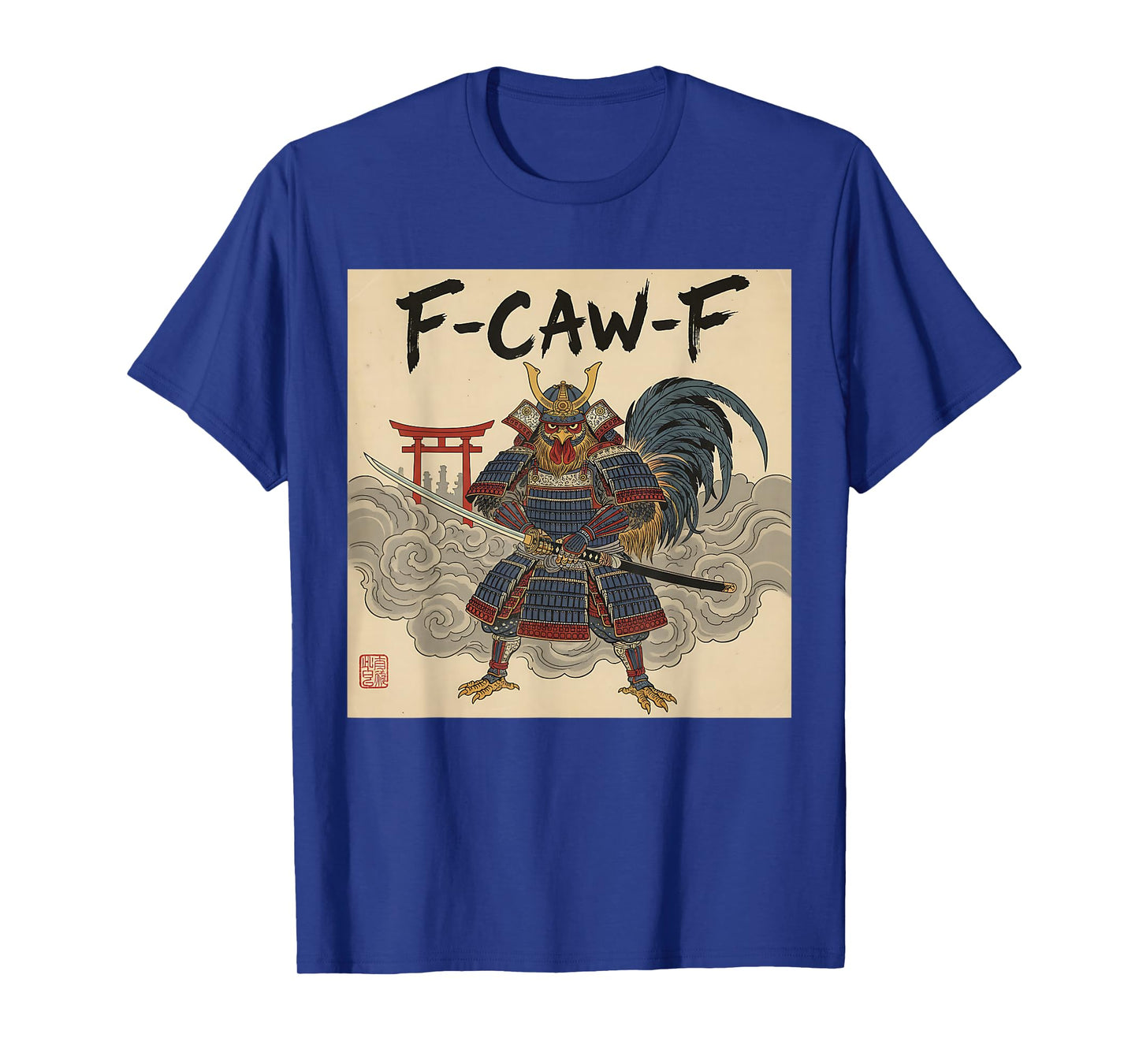 Retro Samurai F-Caw-F Chicken Warrior Japanese Chicken Ninja T-Shirt