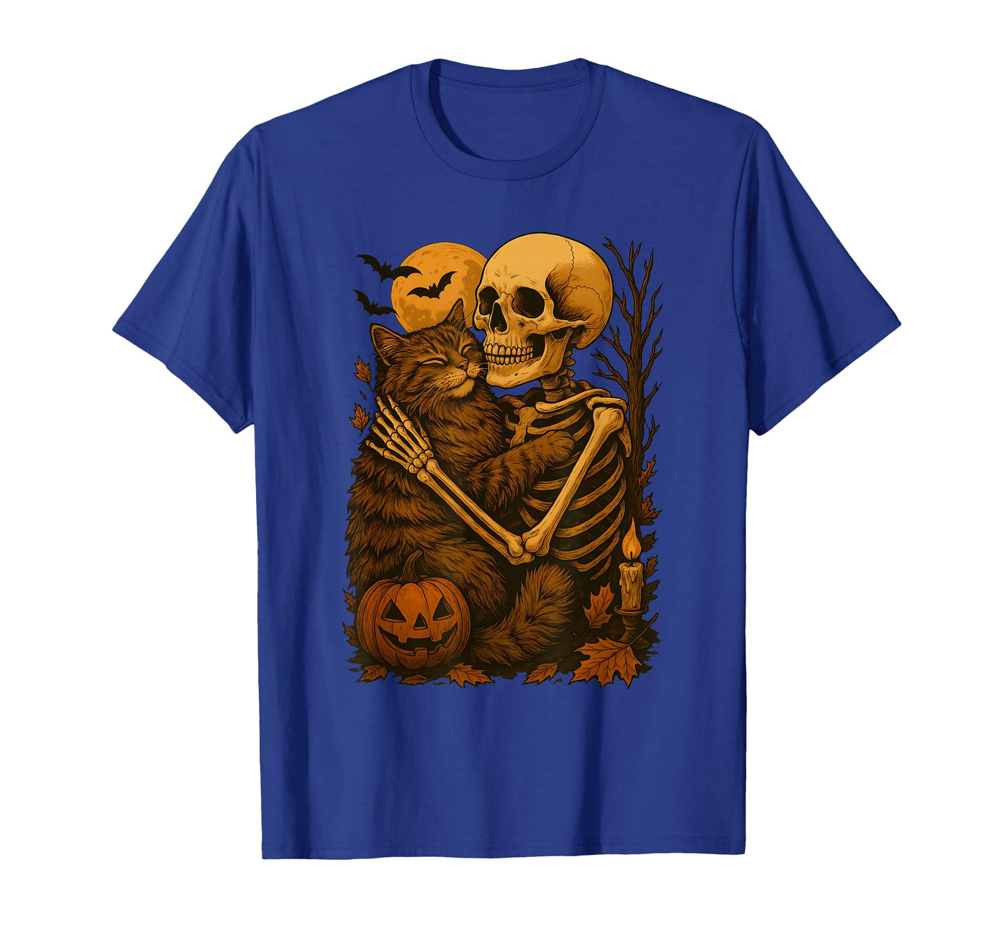Skeleton Hugging Siberian Cat T-Shirt