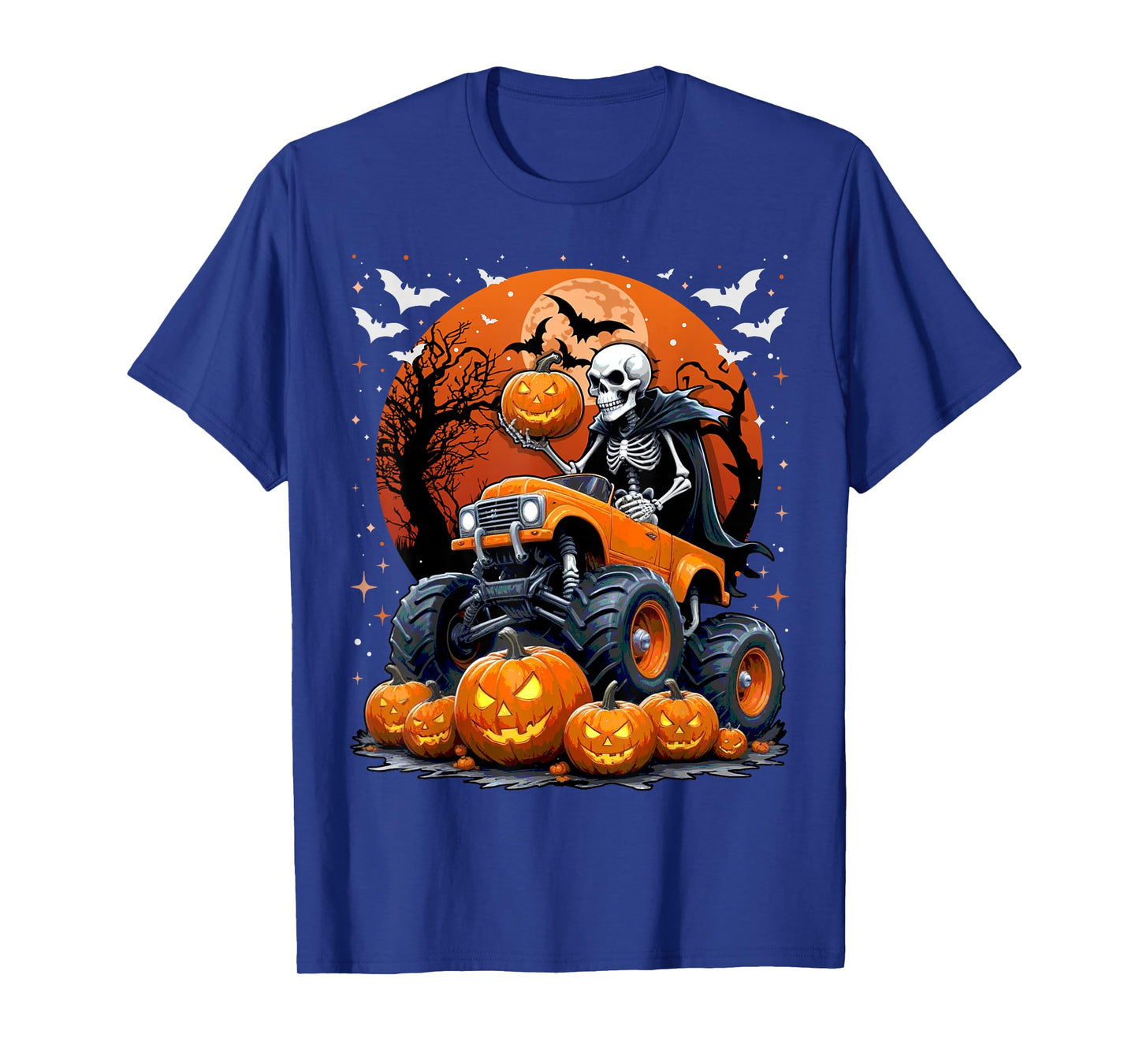 Monster Truck Halloween Jack O Lantern Moon Pumpkin Toddler T-Shirt