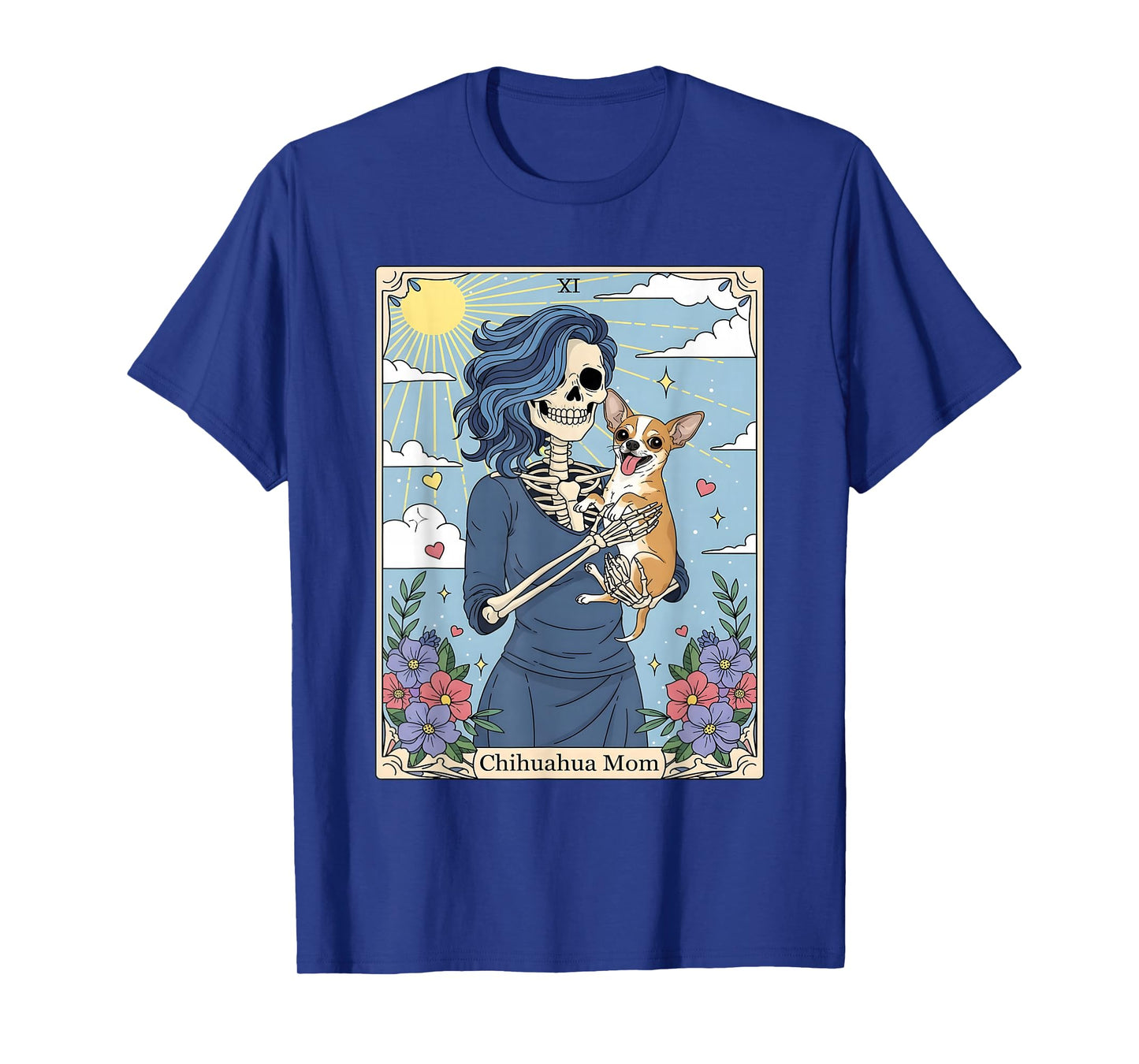 Chihuahua Dog Tarot Card Halloween Costume Skeleton T-Shirt