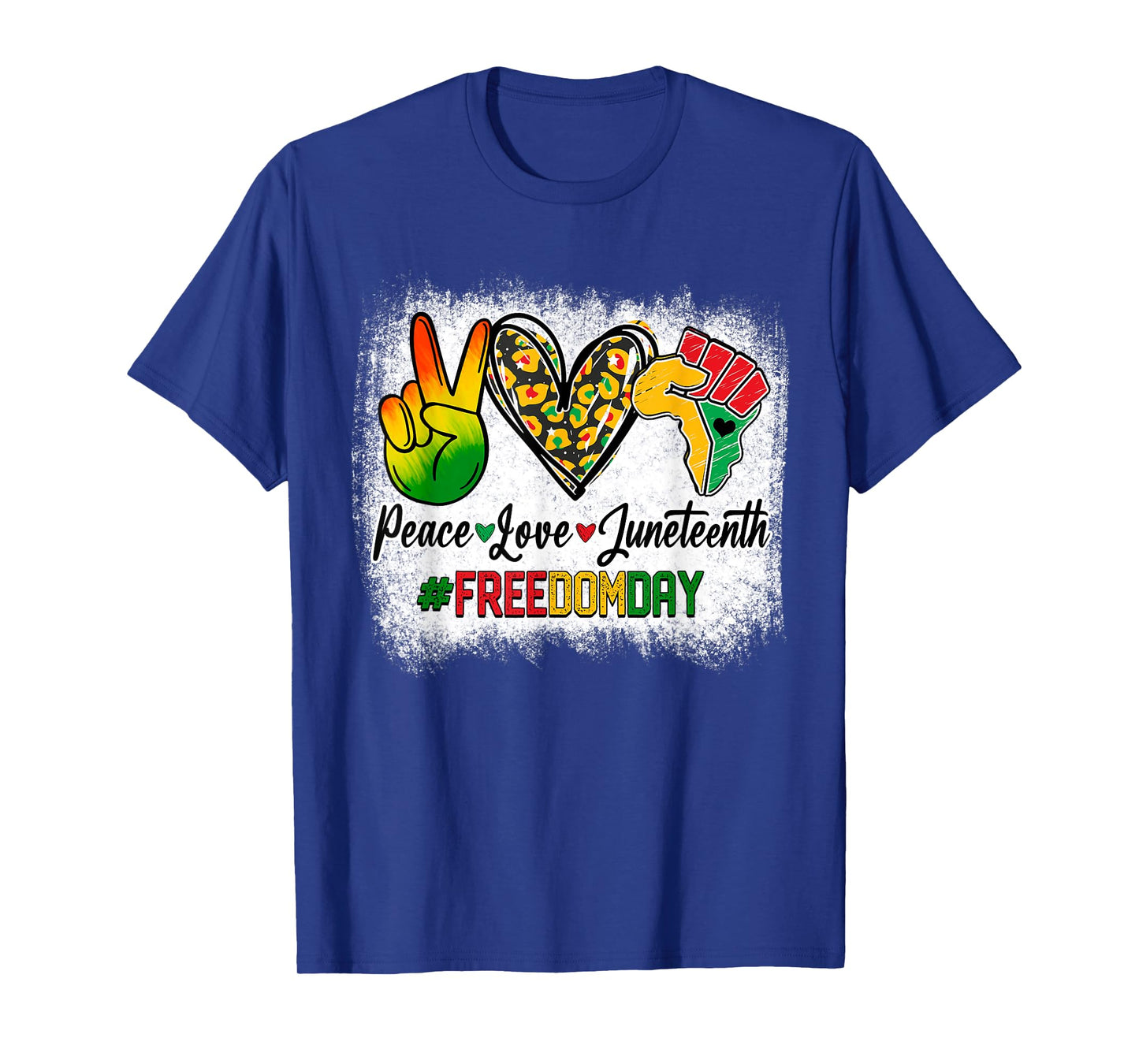 Bleached Peace Love Juneteenth 1865 Freedom Day African T-Shirt