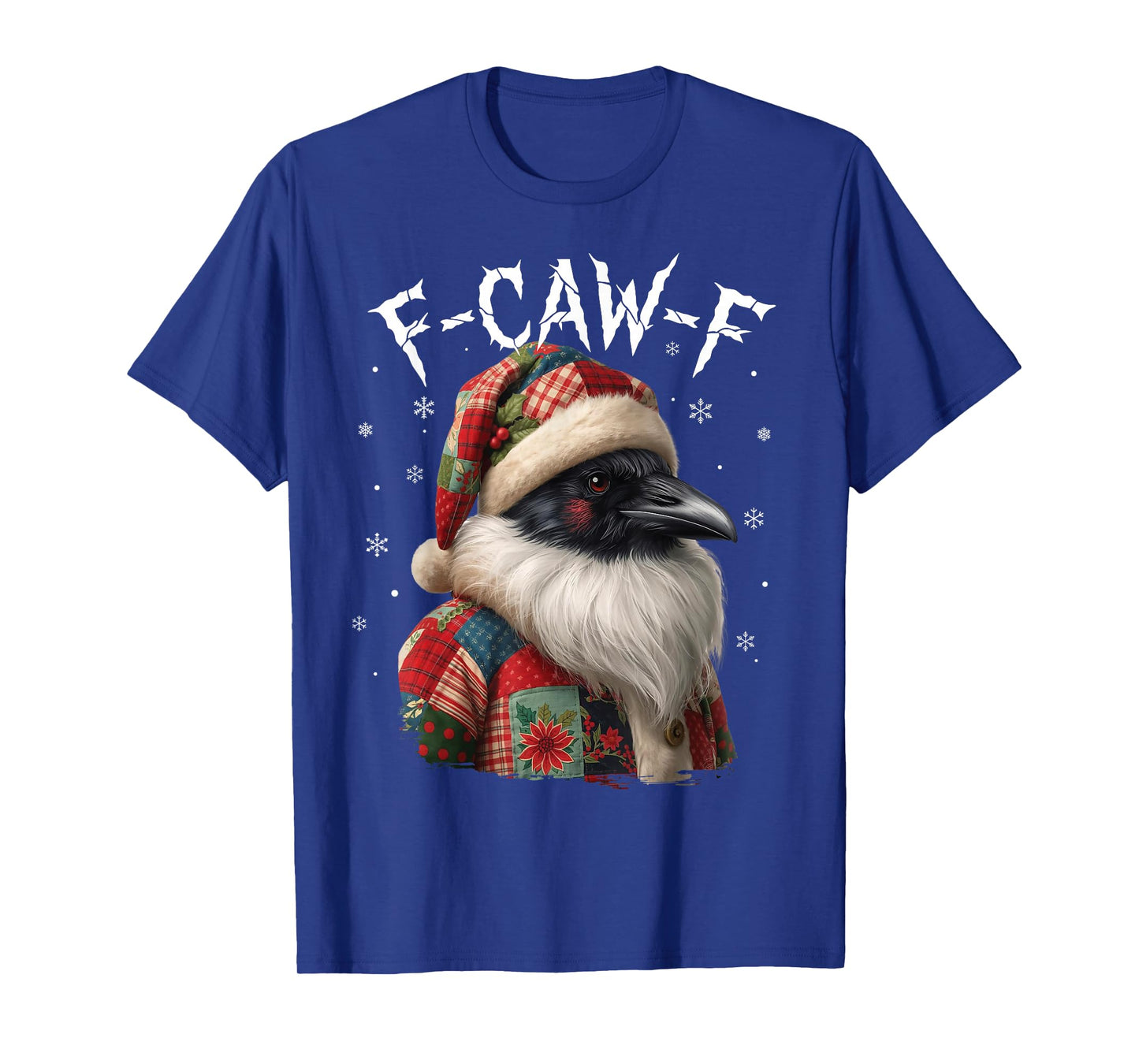 Black Raven Santa Claus Hat F-Caw-F Christmas Snowflake T-Shirt