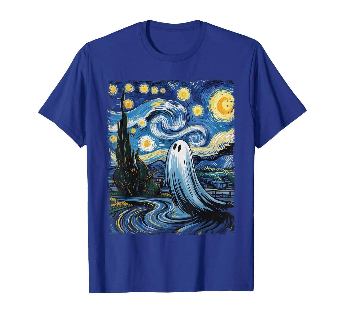 Funny Halloween Boo Sheet Ghost Starry Night Van Gogh Boys T-Shirt