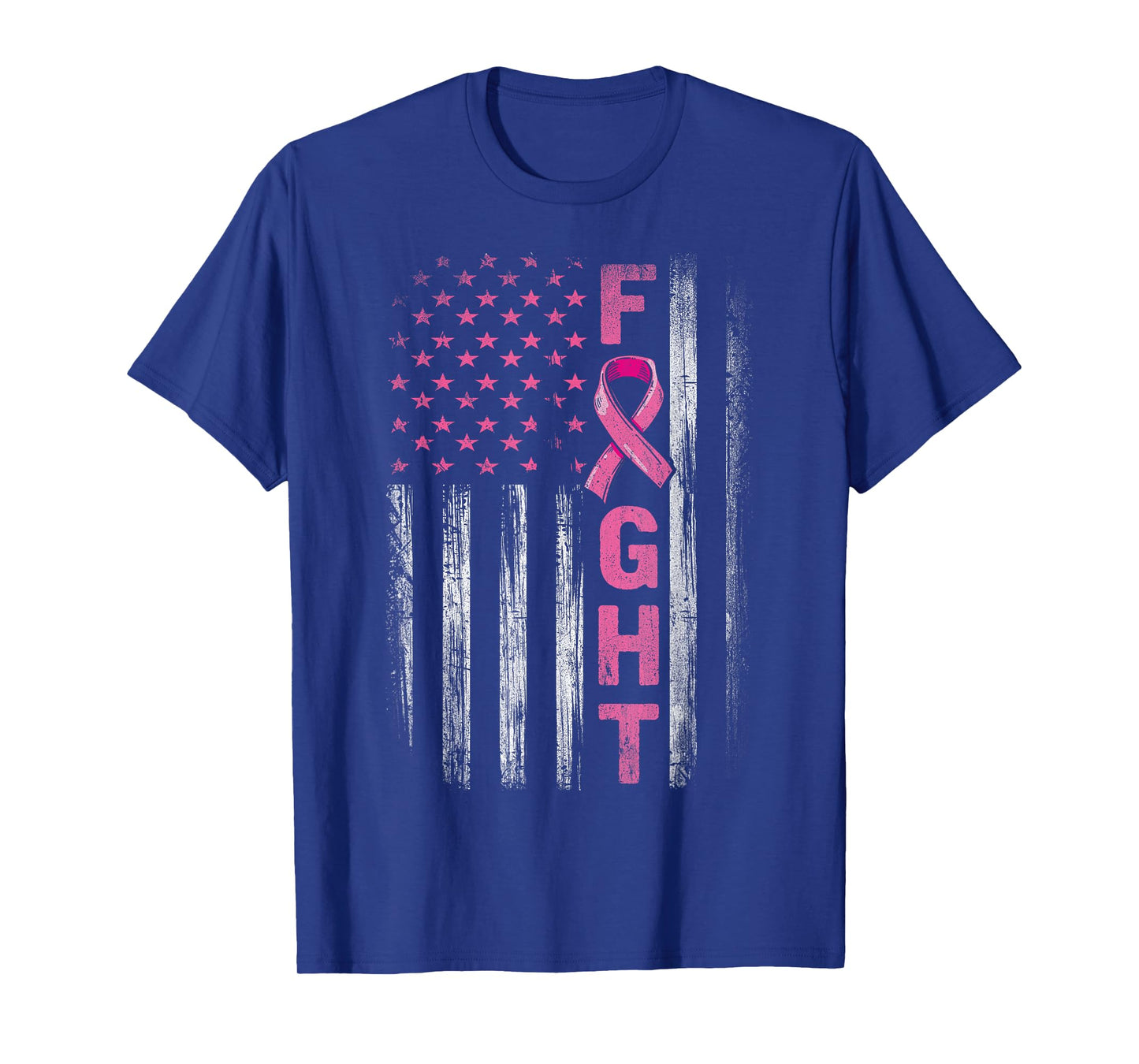 Fight Breast Survivor American Flag Breast Cancer Awareness T-Shirt