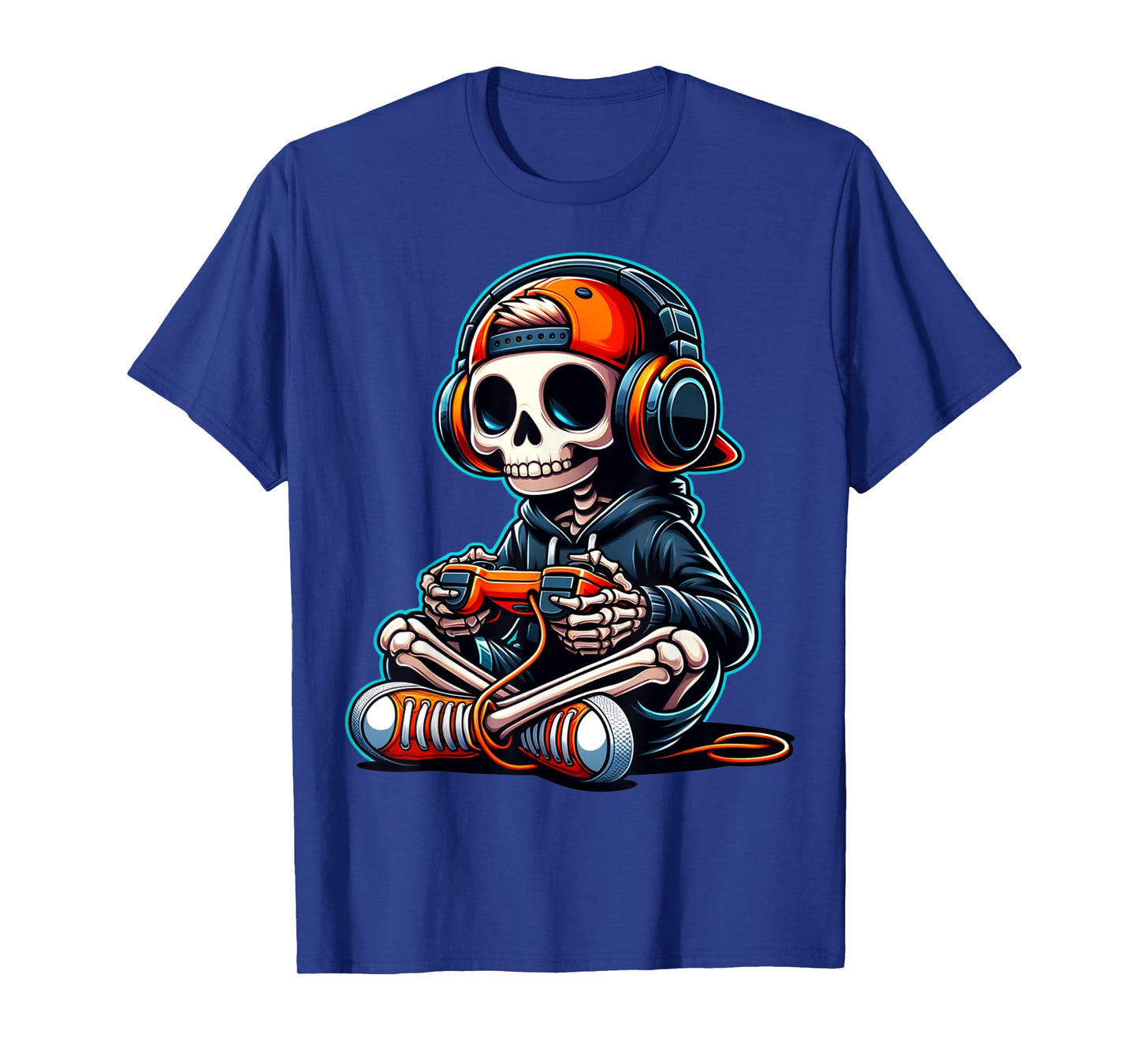 Halloween Skeleton Gamer Video Gaming Boys Men Kids Funny T-Shirt