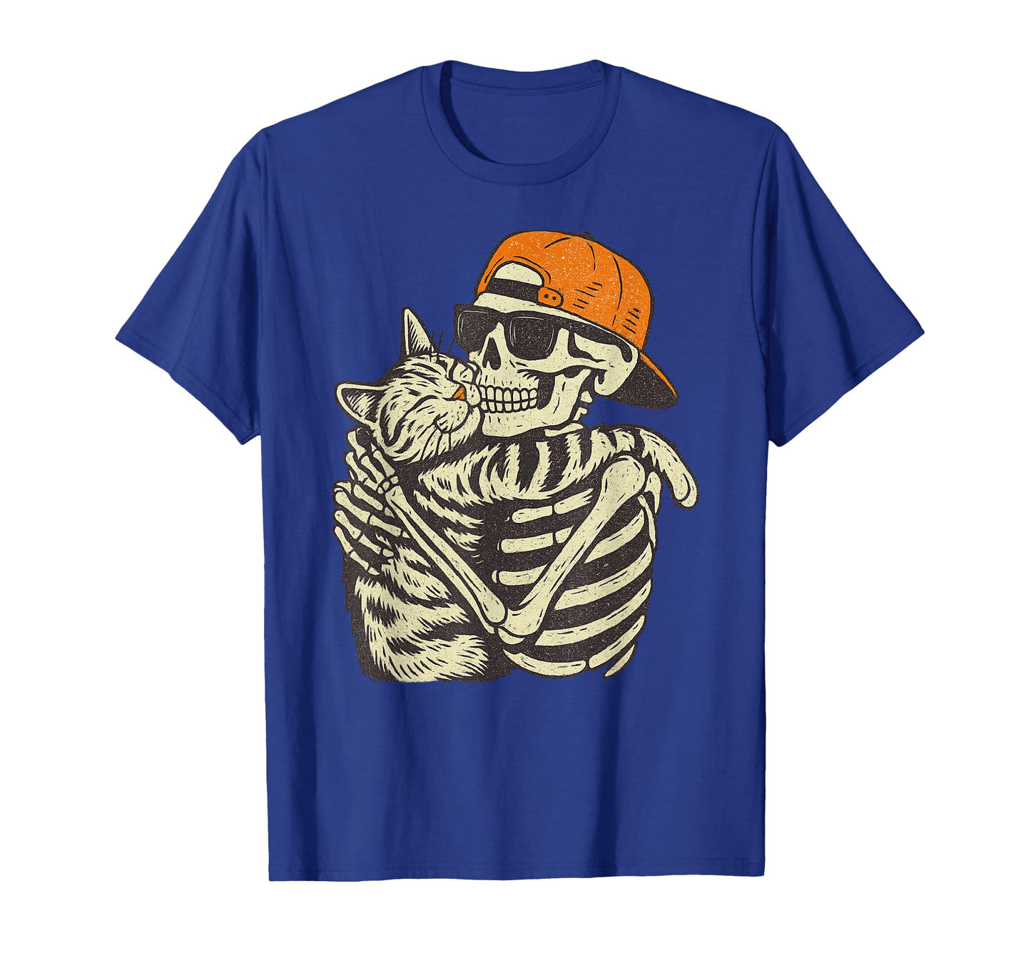 Vintage Halloween Skeleton Cat Funny Spooky Costume T-Shirt