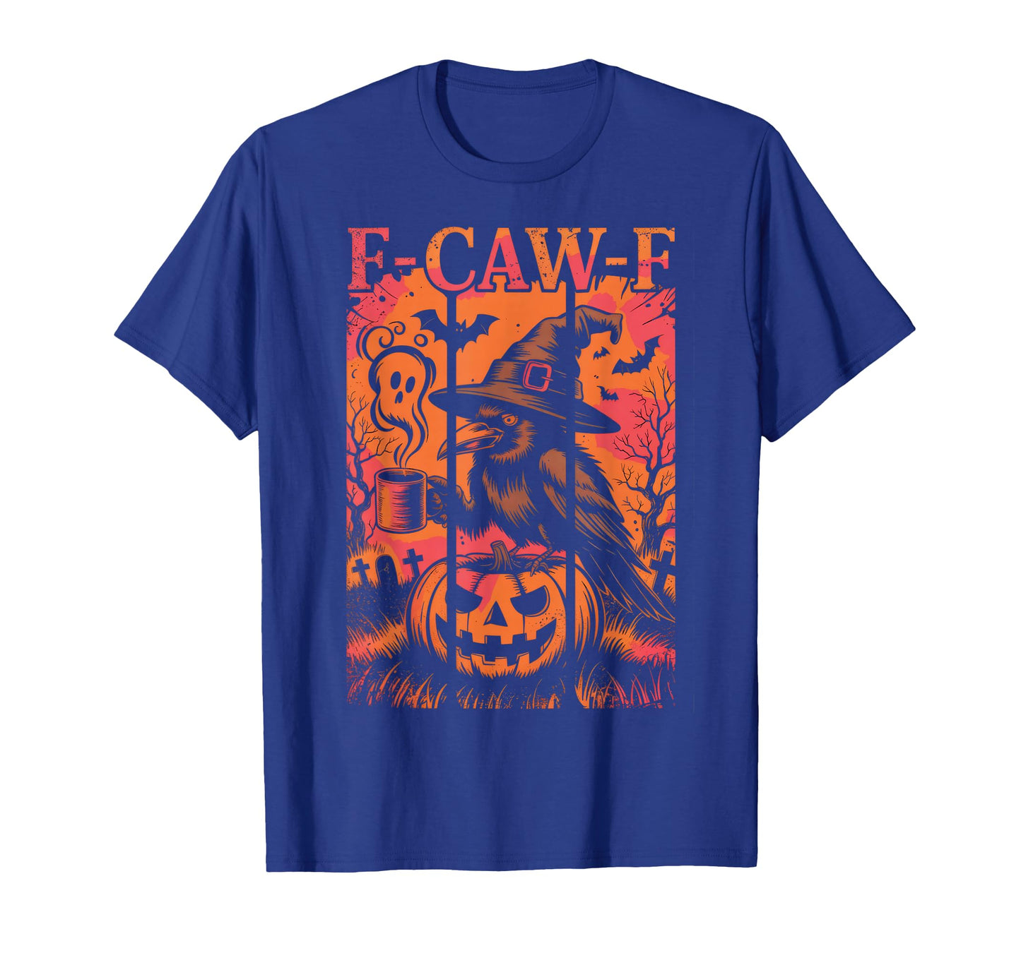 F-Caw-F Funny Raven Black Crow Spooky Season Halloween Retro T-Shirt