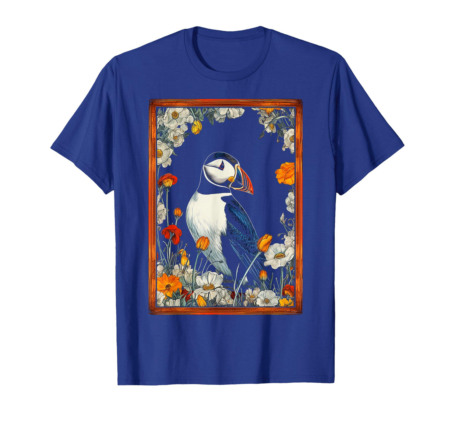 Puffin Nature Art Bird Animal Flowers Graphic Puffin T-Shirt