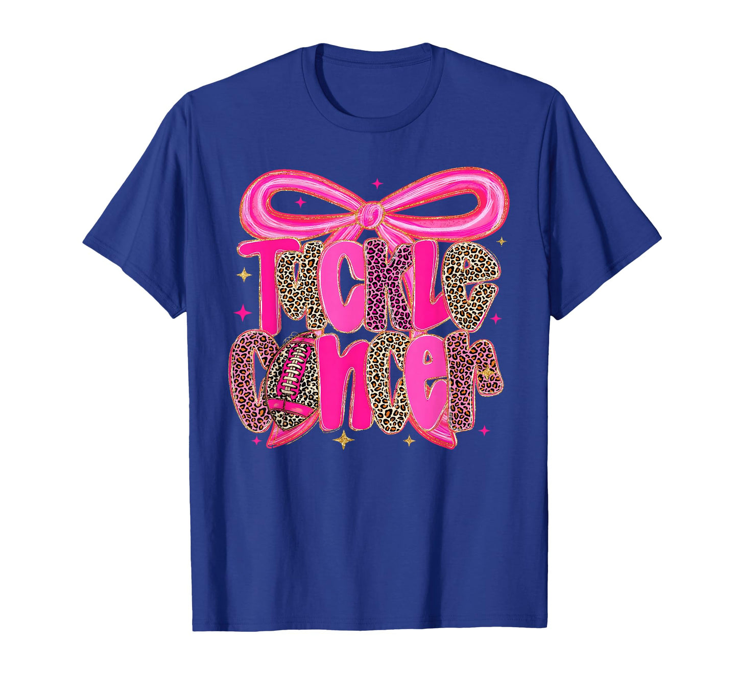 Tackle Cancer Pink Football Coquette Bow Breast Cancer T-Shirt