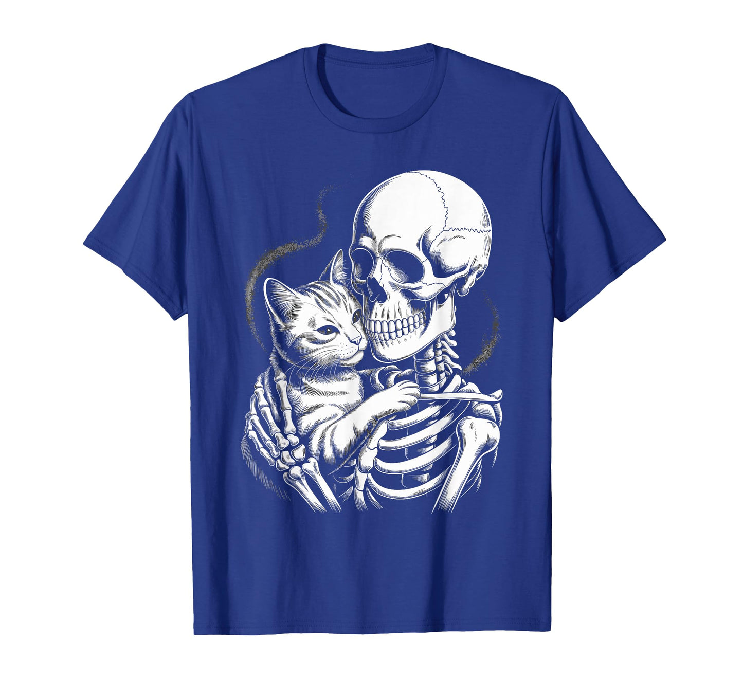 Skeleton Hugging Cat Lover Spooky Season Halloween T-Shirt