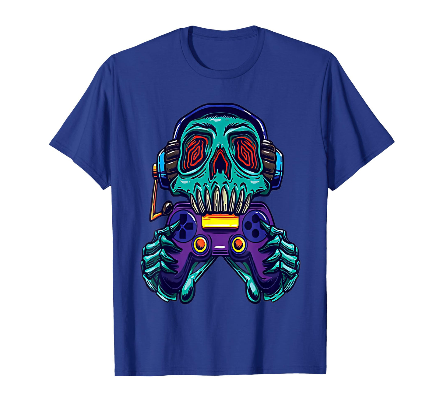 Halloween Skeleton Gamer Video Gaming Headset Boys Men Kids T-Shirt