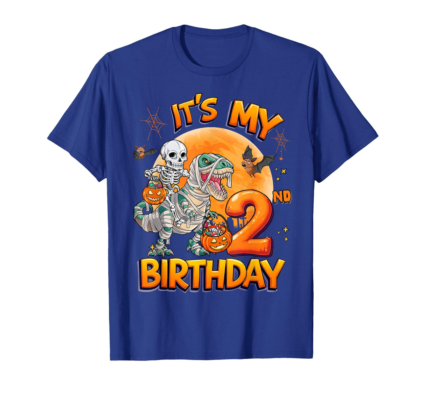 It's My 2nd Birthday Dinosaur Skeleton Halloween 2 Years Old T-Shirt