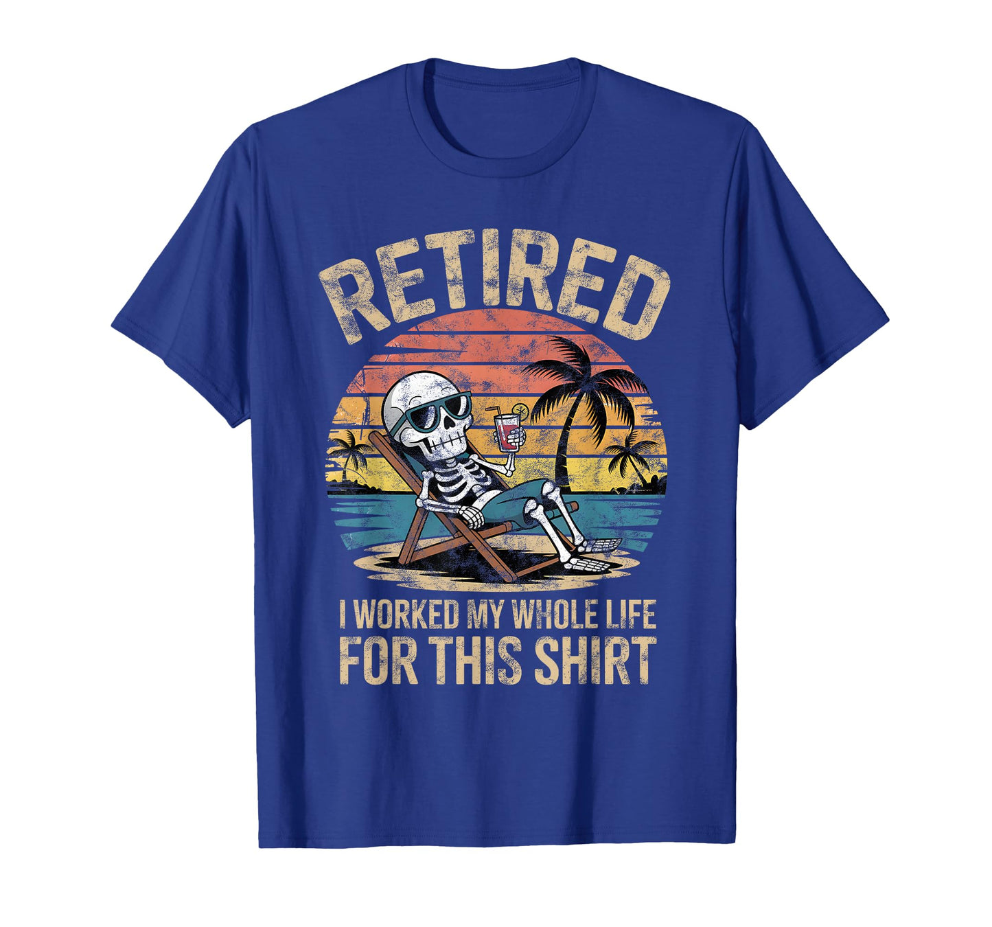 Retro Retired Skeleton Funny Vacation Retirement T-Shirt