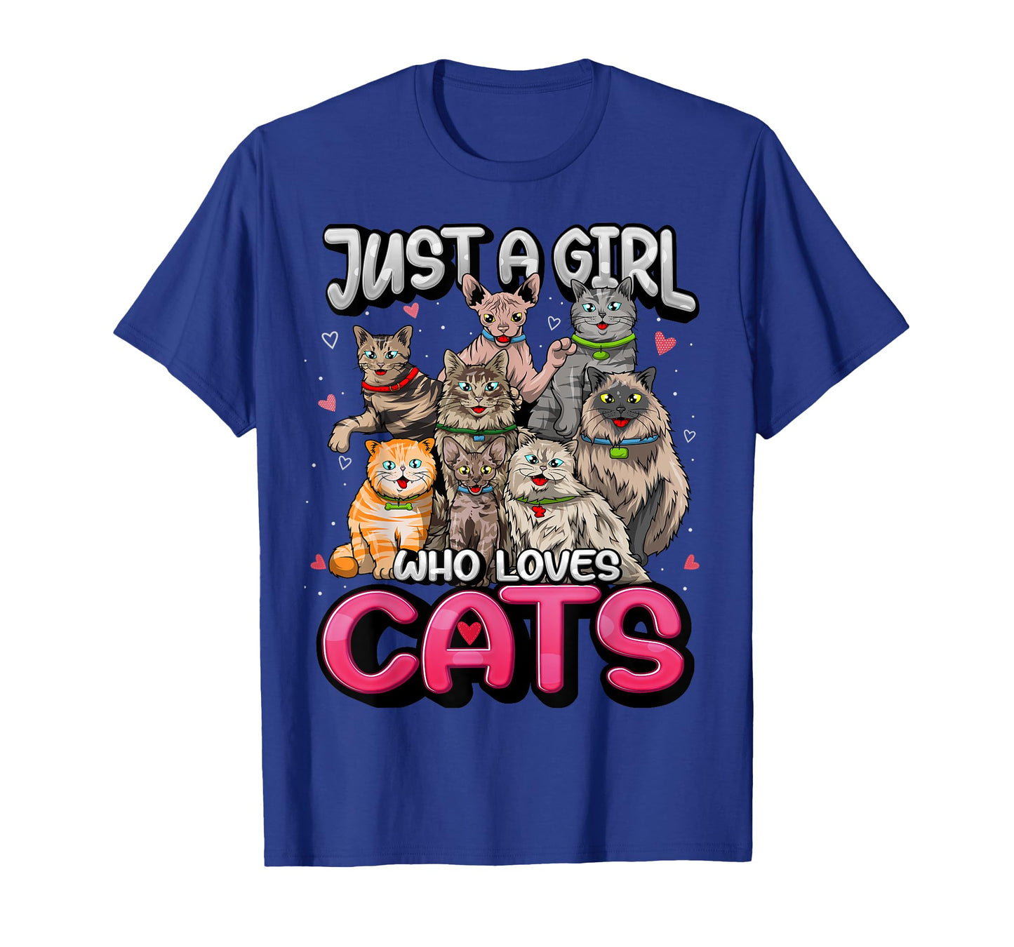 Just A Girl Who Loves Cats Shirt Cute Cat Lover Cat Mom Girl T-Shirt
