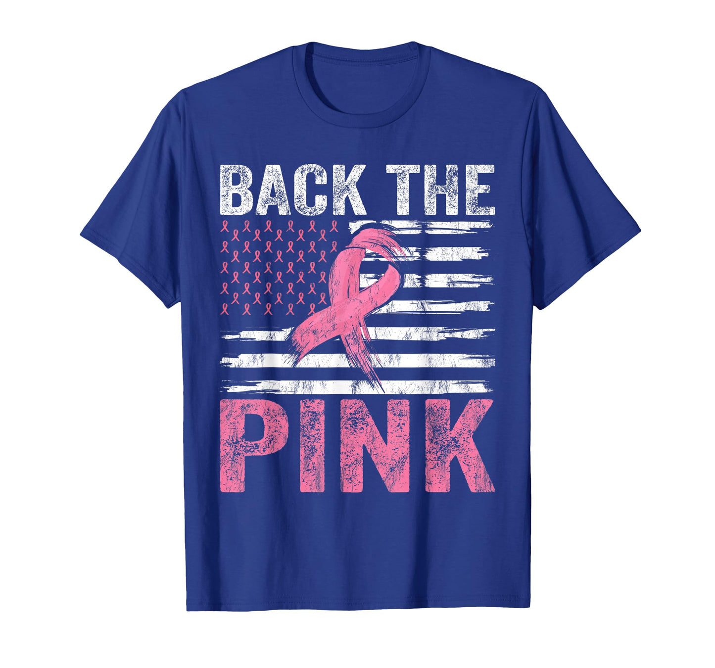 Breast Cancer Awareness USA Flag Design Back The Pink Ribbon T-Shirt