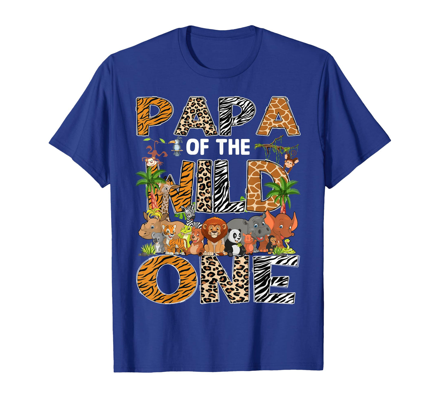 Papa Of The Wild One Safari Zoo Animal 1St Birthday T-Shirt