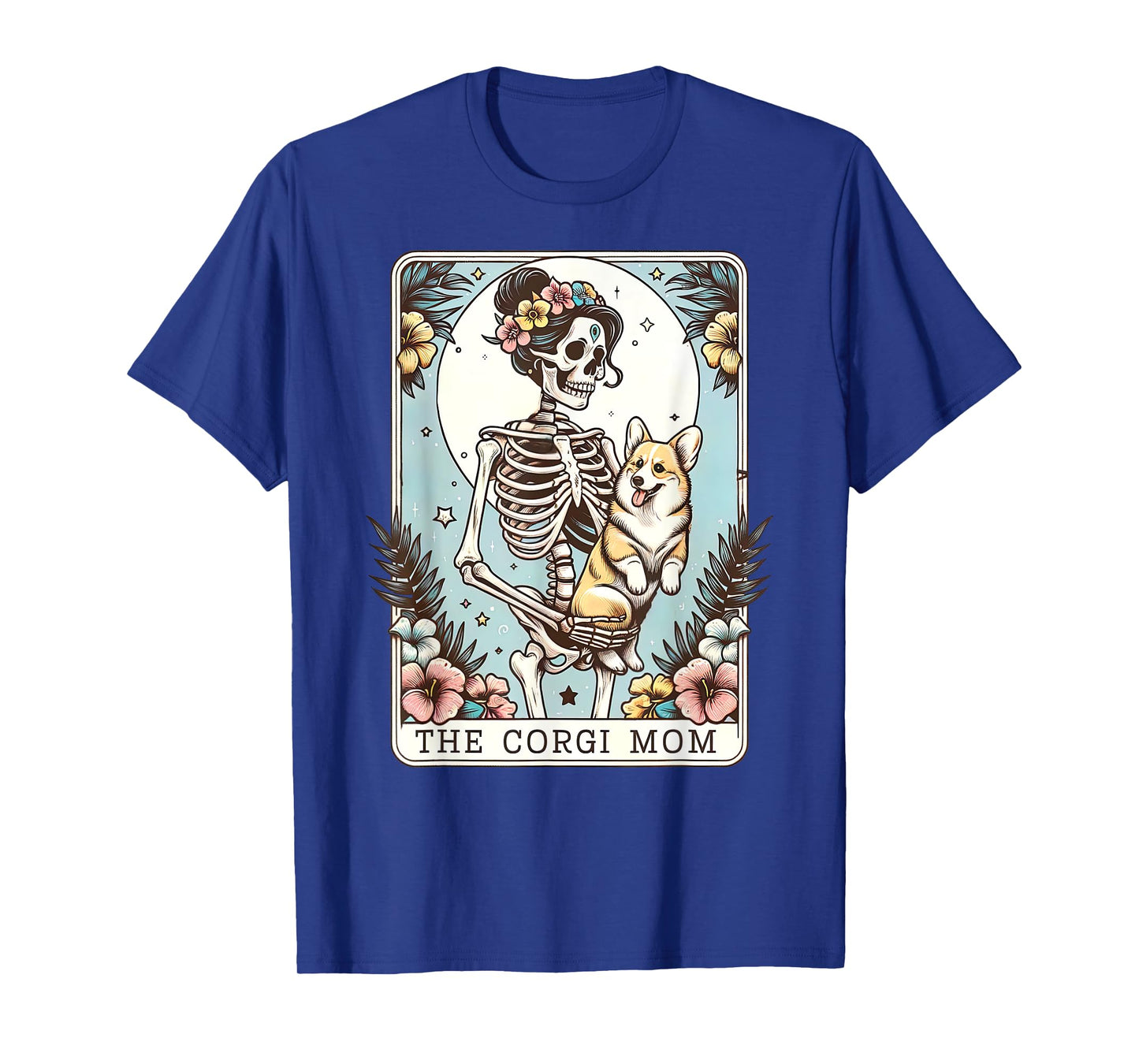Skeleton Corgi Mom Tarot Card Hawaiian Dog Pet Witchy Vibes T-Shirt