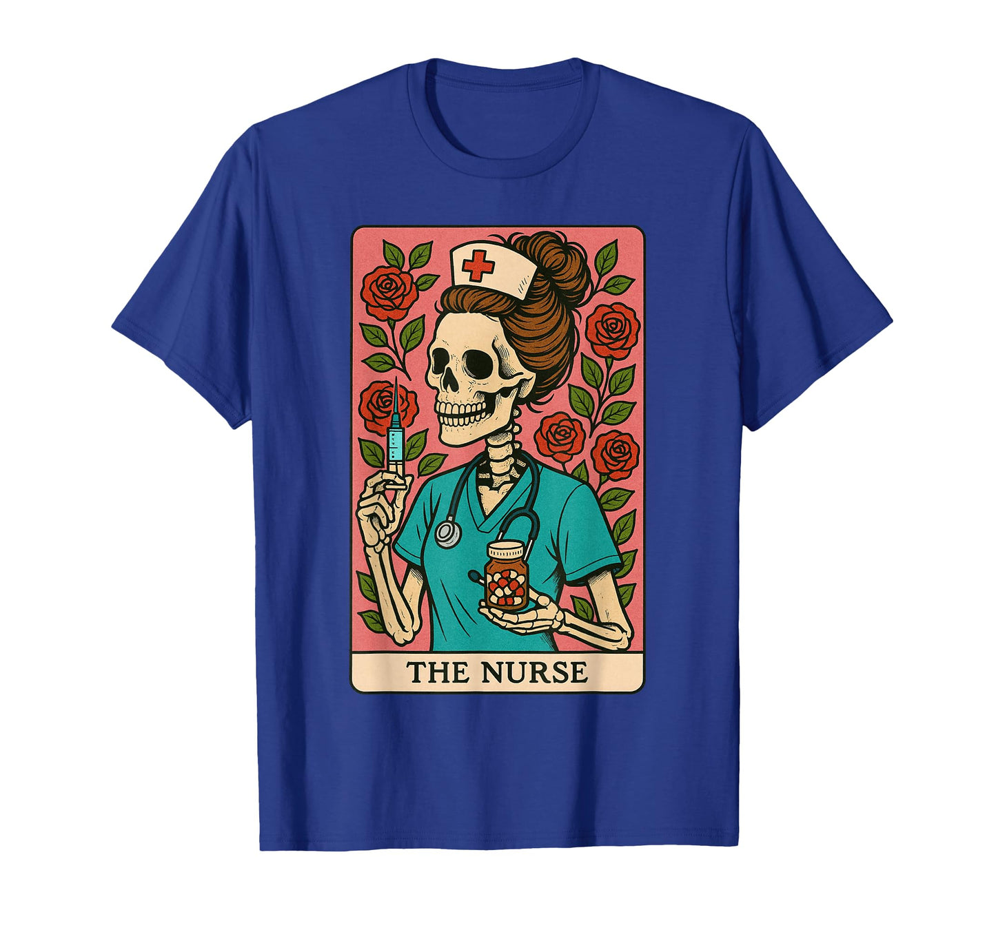 The Nurse Skeleton Tarot Card Funny Retro Halloween T-Shirt