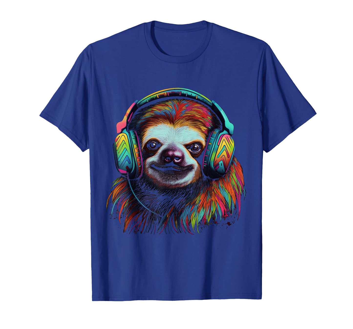 Sloth Artwork Music Colourful Animal Headphones Sloth T-Shirt