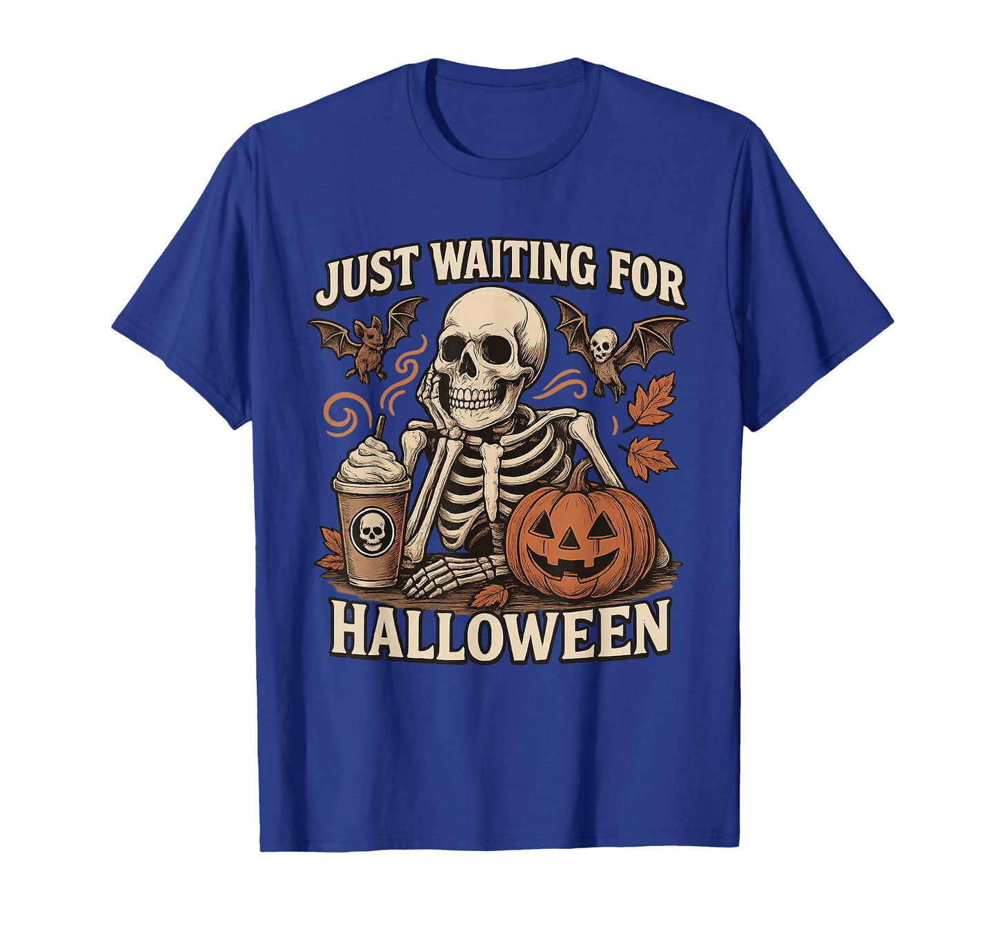 Just Waiting for Halloween Skeleton Coffee Jack Or Lantern T-Shirt