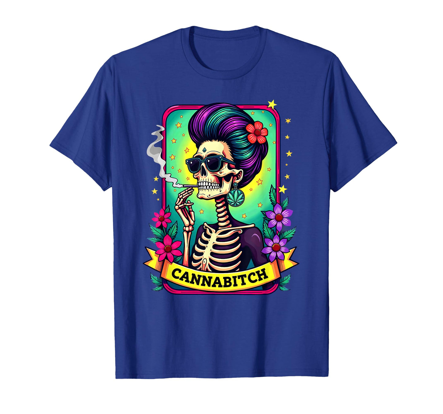 Tarot Card Cannabitch Skeleton Stoners Marijuana Smoking T-Shirt