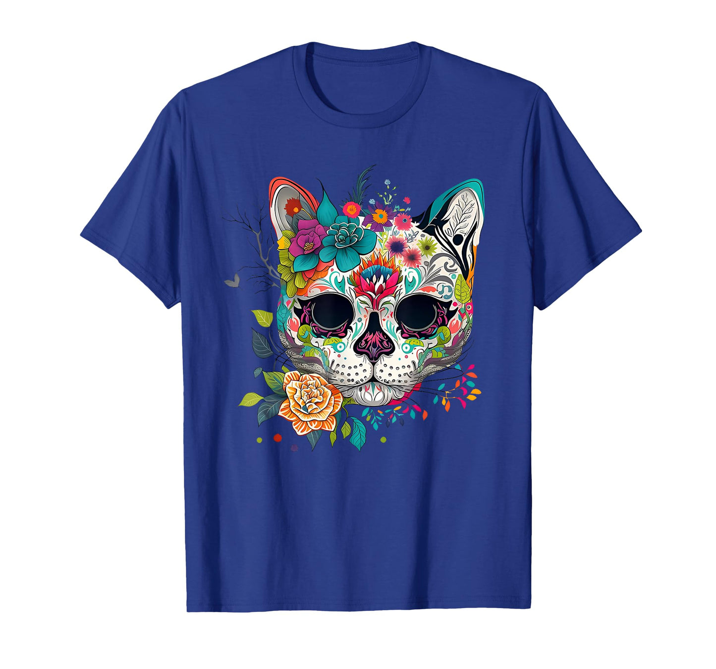 Dia De Los Muertos Cinco De Mayo Cat Sugar Skull Men Women T-Shirt