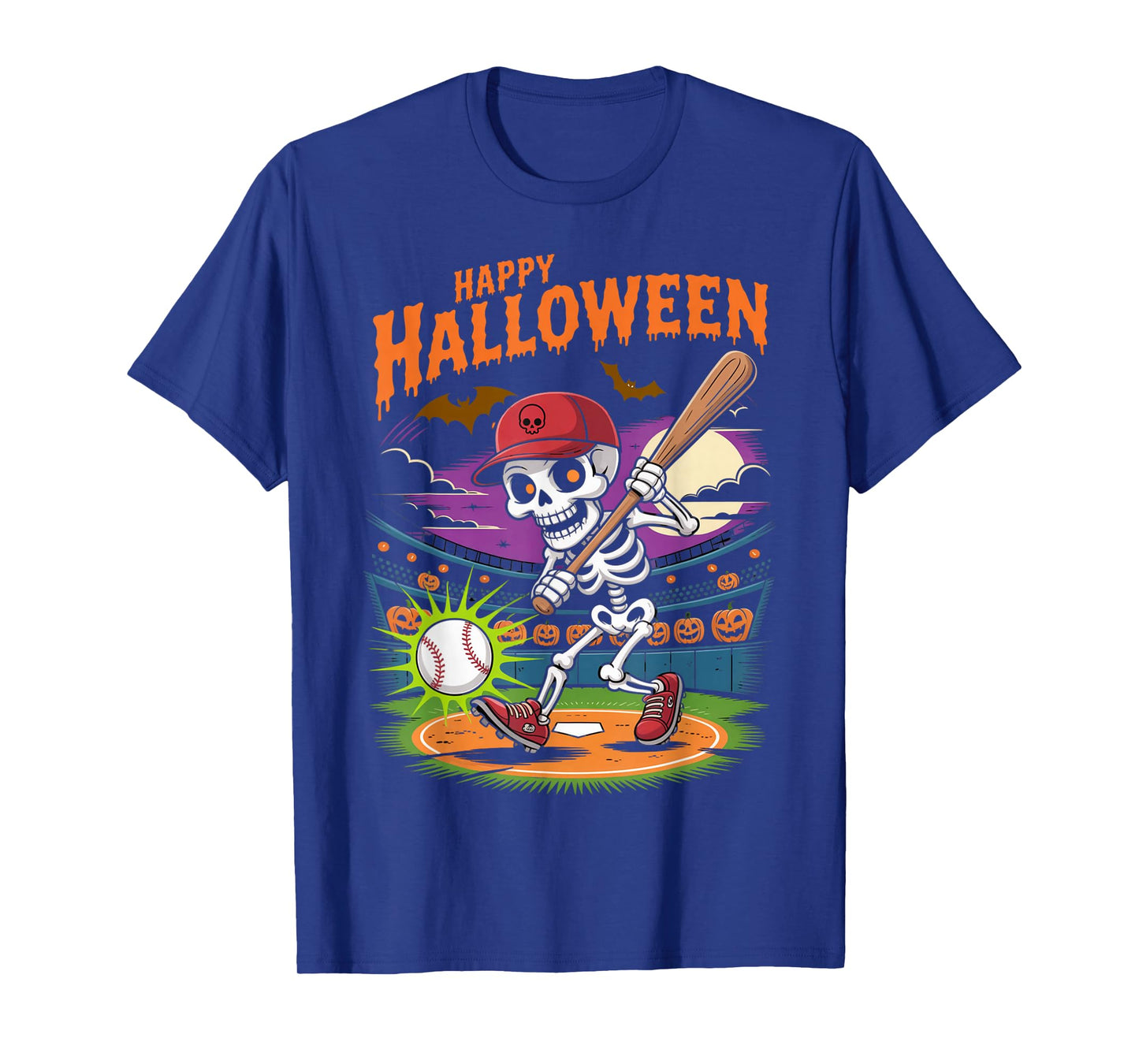 Scary Halloween Baseball Skeleton Spooky Sports Player T-Shirt