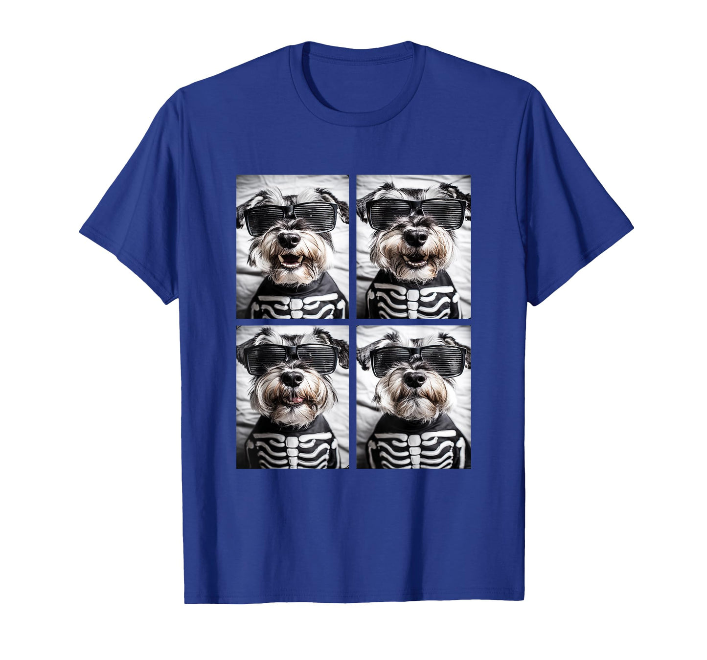 Cute Schnauzers with Sunglasses Halloween Skeleton Costume T-Shirt