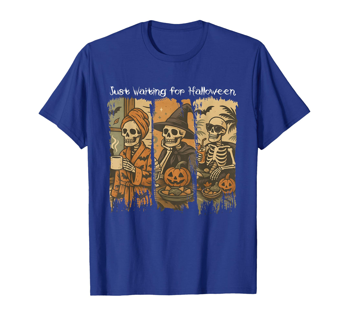 Just Waiting for Halloween Funny Spooky Skeleton Humor T-Shirt