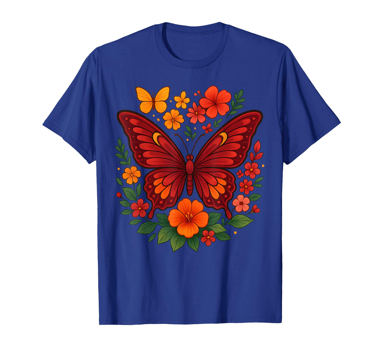 Beautiful Butterfly With Flowers Colorful Floral Aesthetic T-Shirt