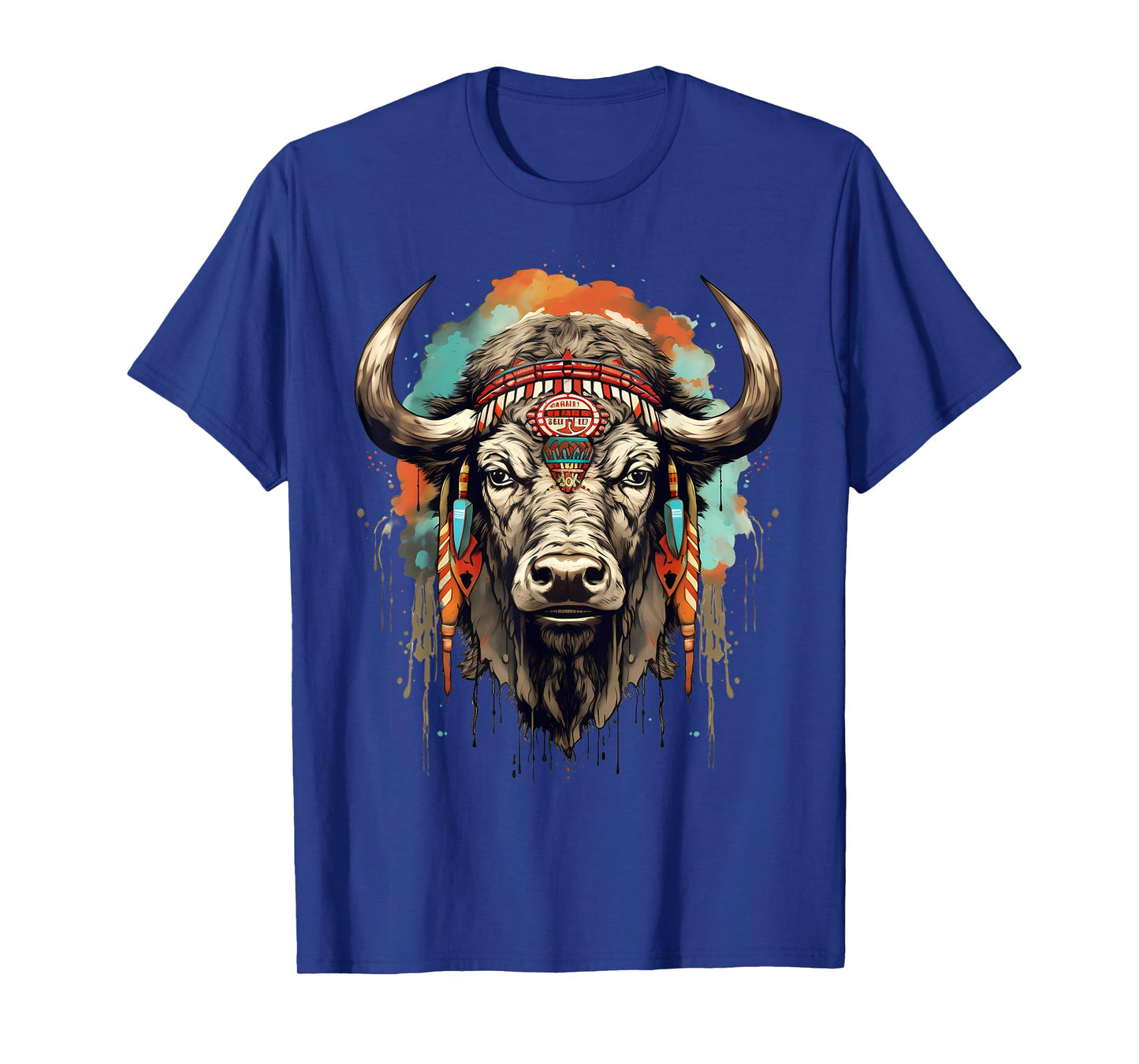 Buffalo Indian Artwork Wildlife Safari Nature Bison Portrait T-Shirt