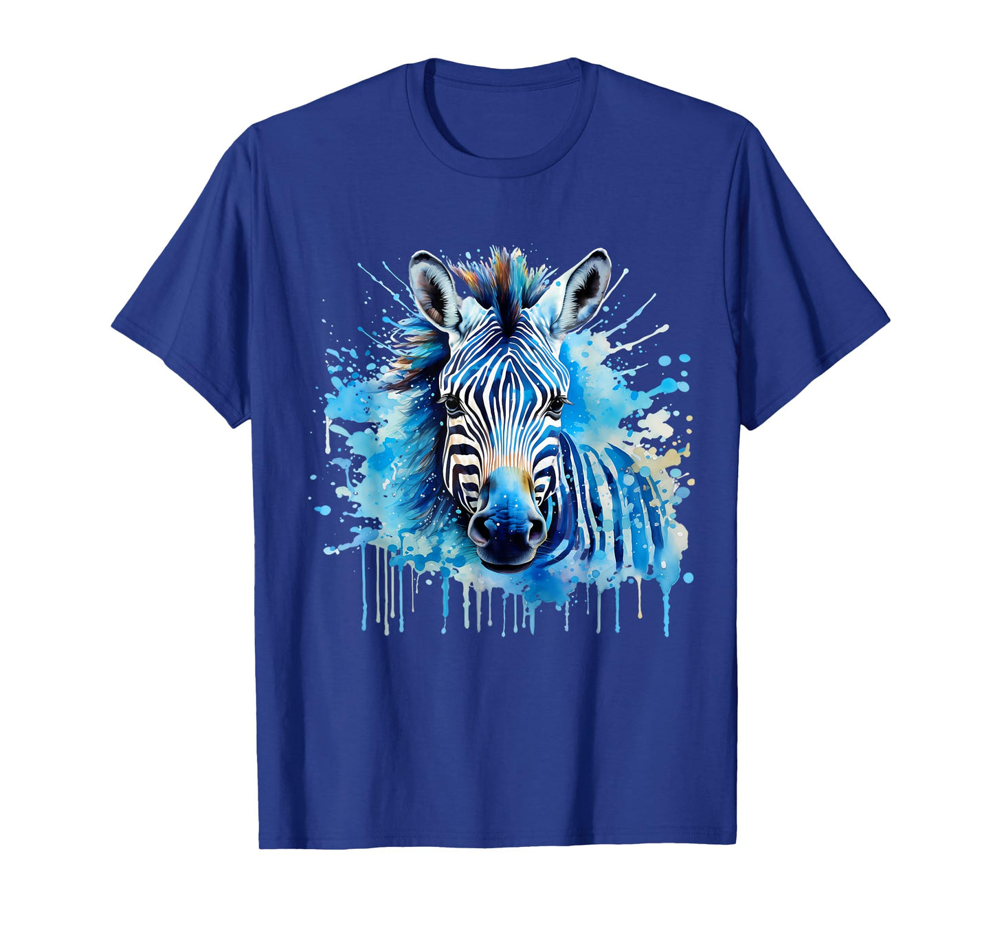 Zebra Portrait Wildlife Splash Nature Colorful Animal Art T-Shirt