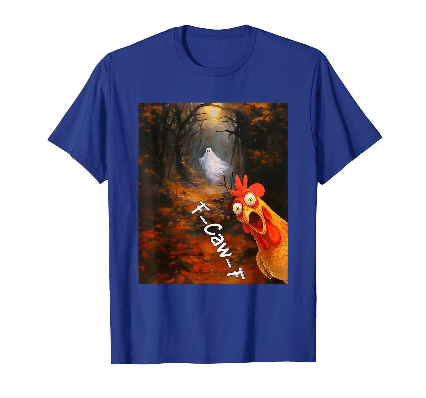 Funny F-Caw-F Scared Chicken Selfie Ghost Halloween Costume T-Shirt