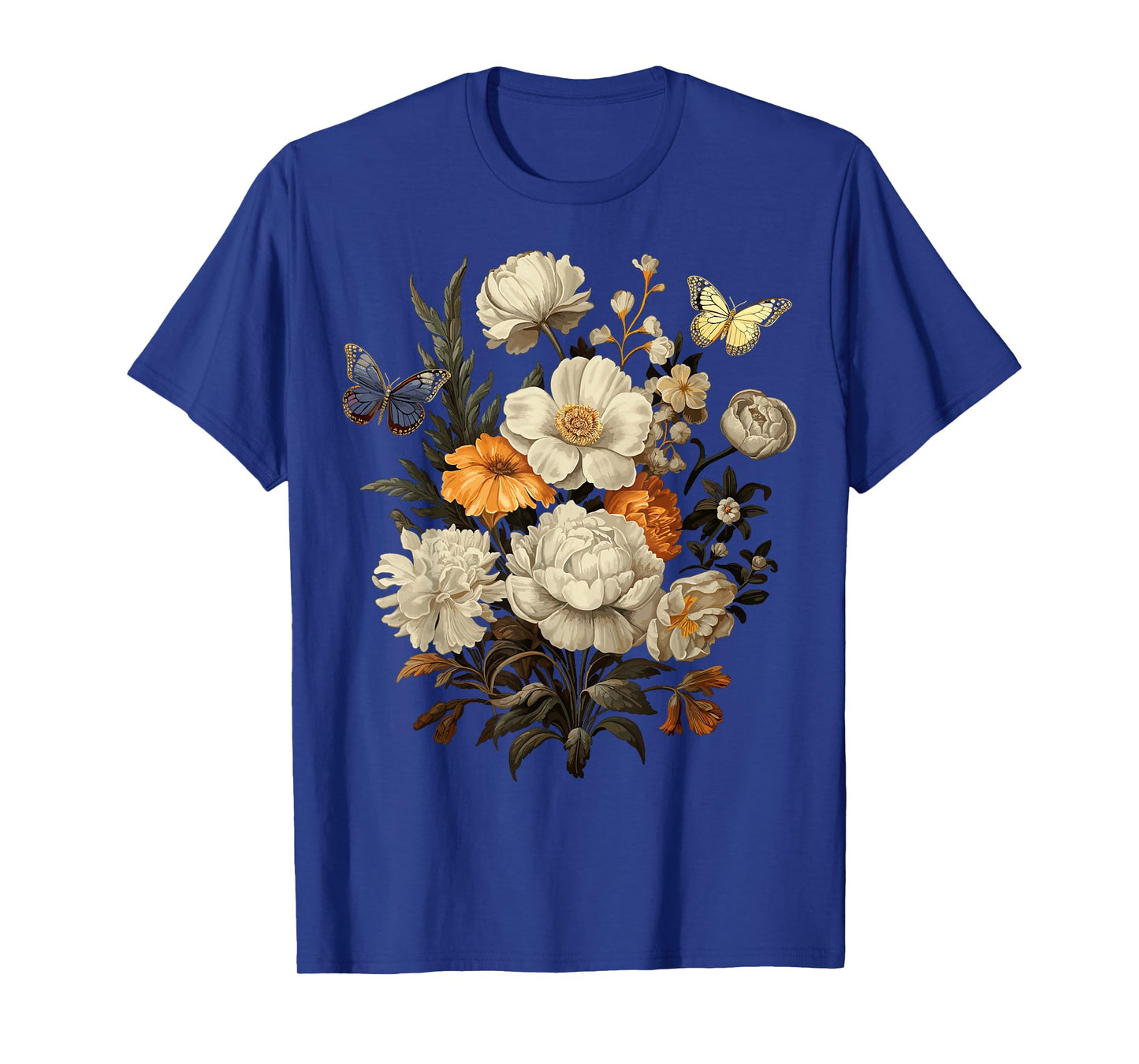 Vintage Pressed Flowers Butterflies Floral Boho Wildflowers T-Shirt