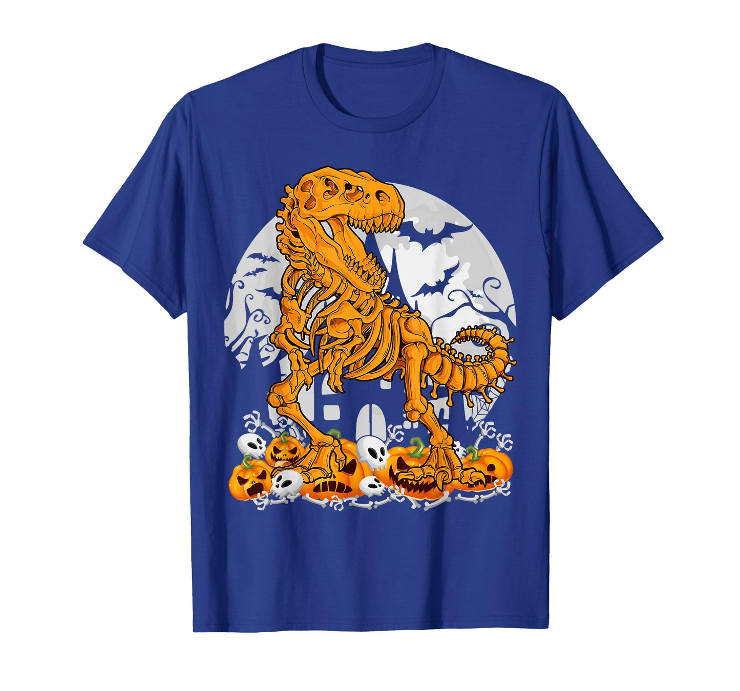 Dinosaur T rex Skeleton Pumpkin with Halloween Moon Costume T-Shirt