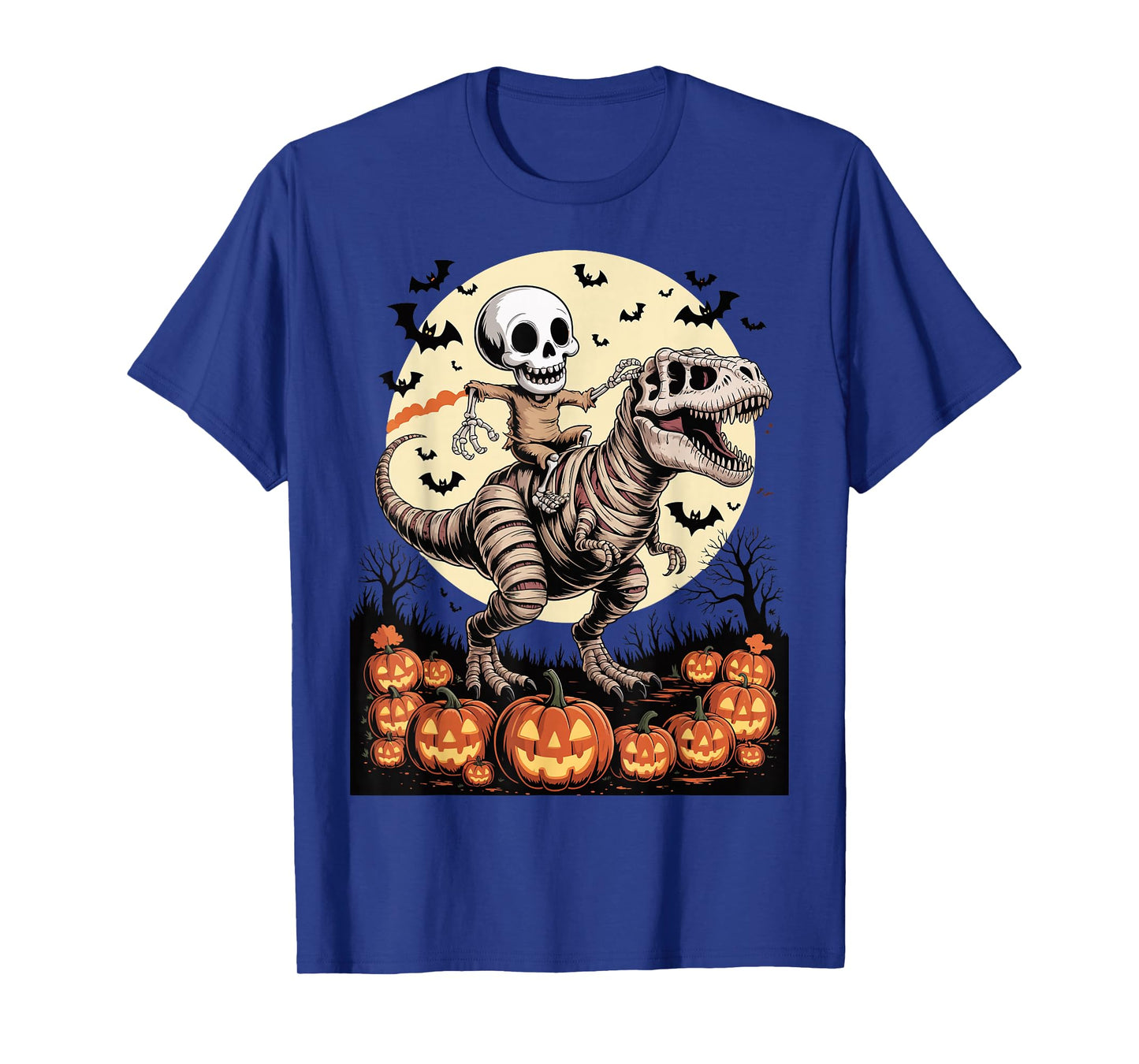 Halloween Skeleton Riding T-Rex Dinosaur T-Shirt