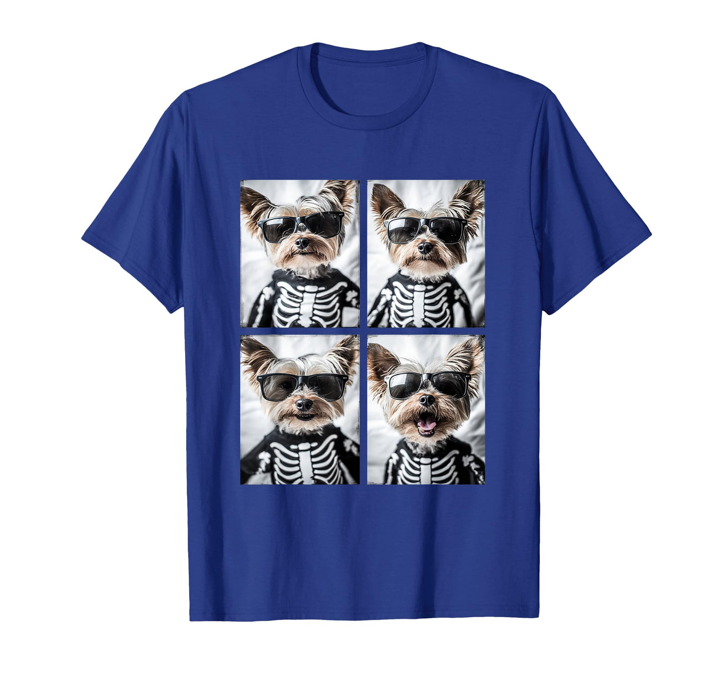 Yorkshire Terrier with Sunglasses Skeleton Costume Halloween T-Shirt