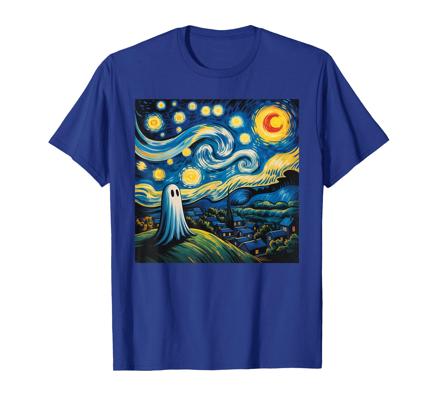 Funny Halloween Boo Sheet Ghost Starry Night Van Gogh Boys T-Shirt