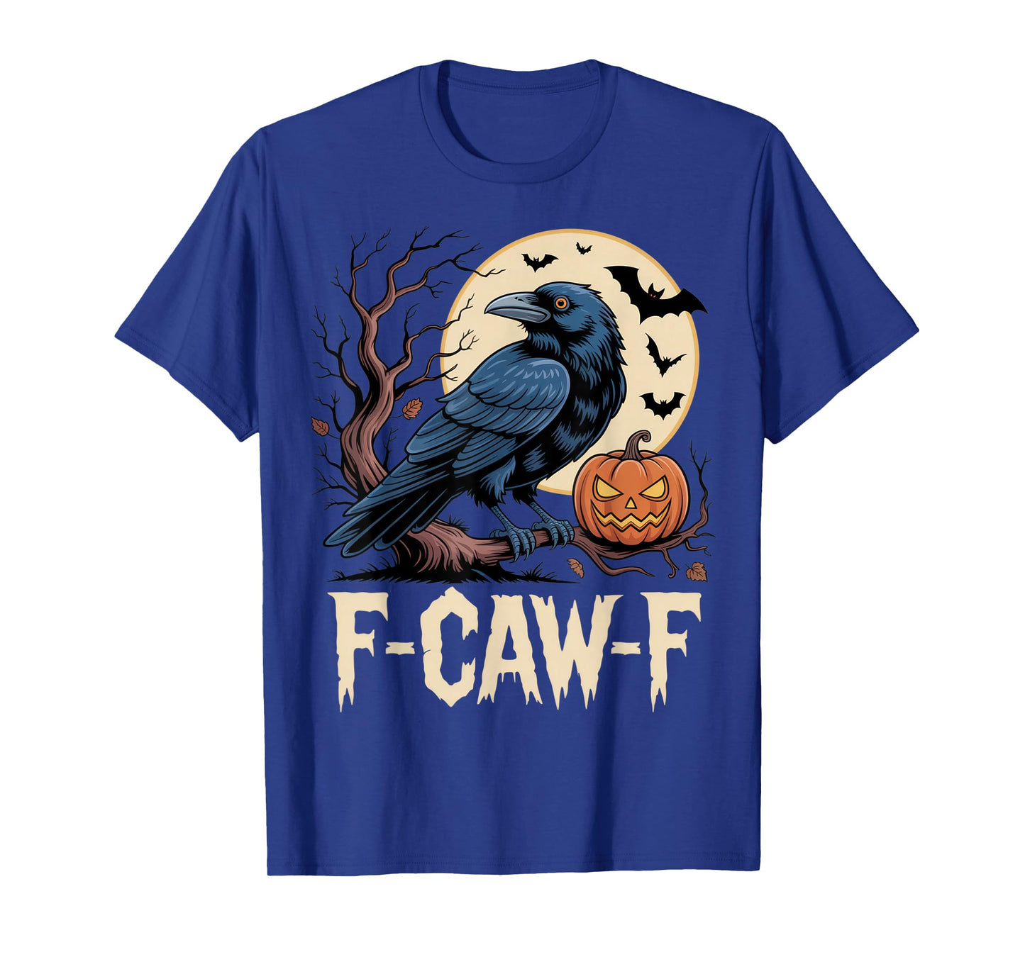 F-CAW-F Funny Raven Halloween Outfit Spooky Pumpkin Moon T-Shirt