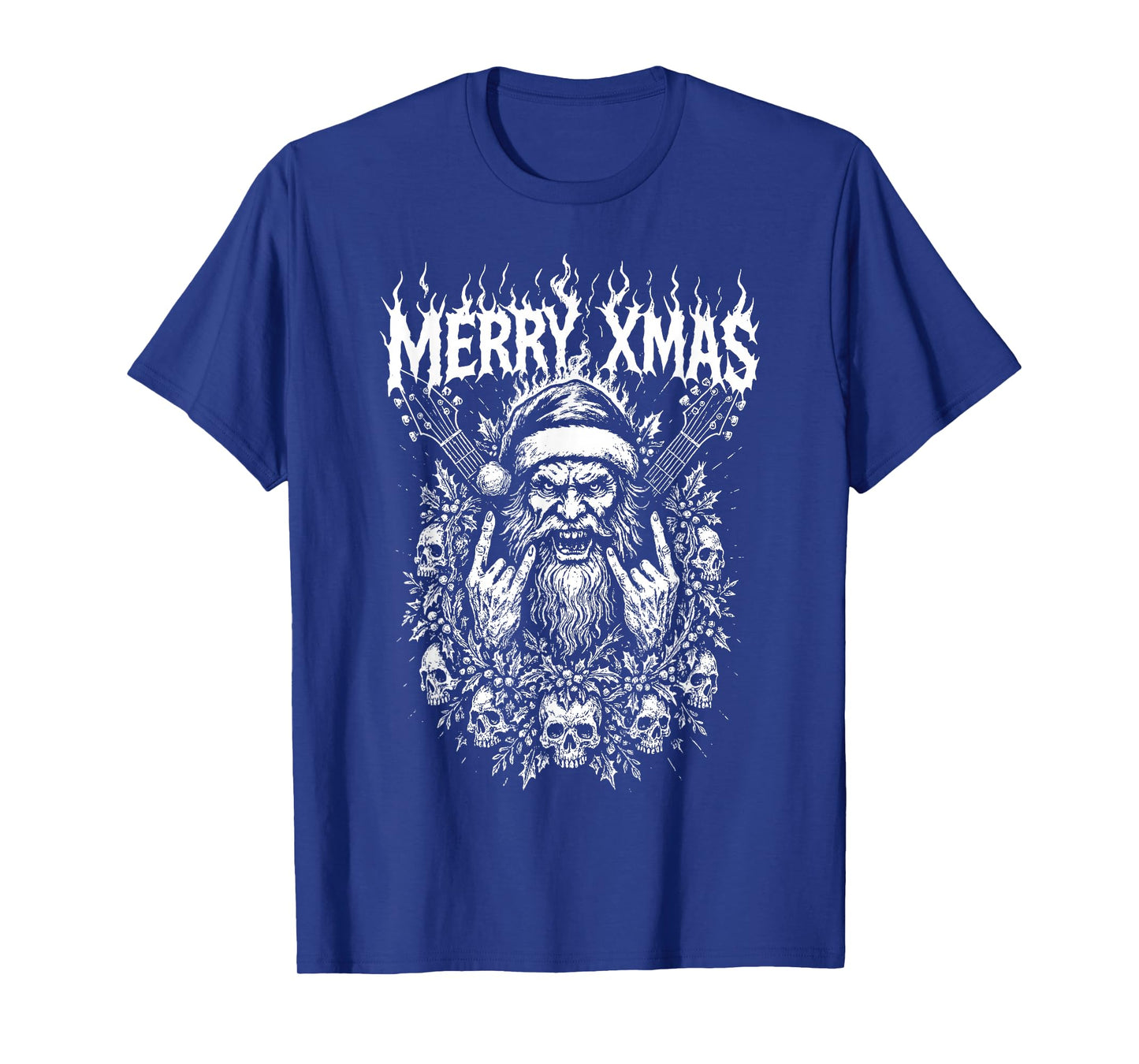 Merry Christmas Rock & Roll Santa Metal Music Rebel T-Shirt