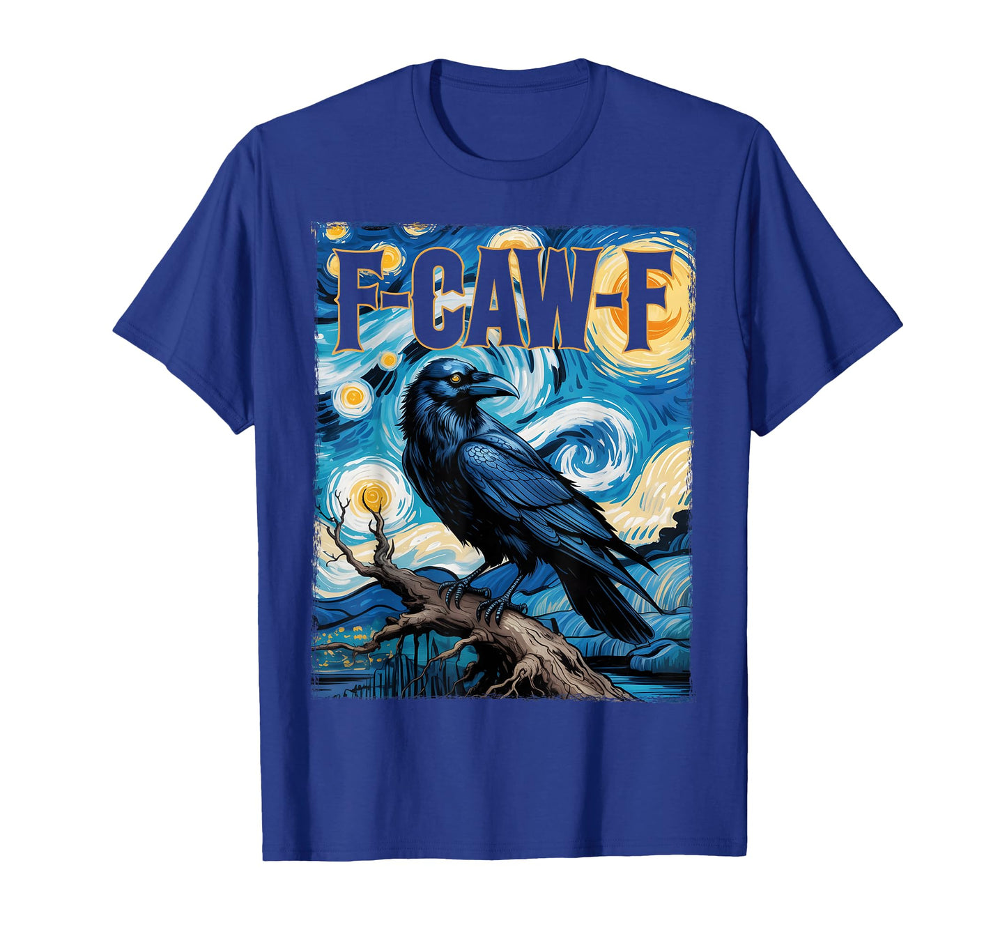Funny F-Caw-F Black Crow Van Gogh Starry Night Adult Humor T-Shirt