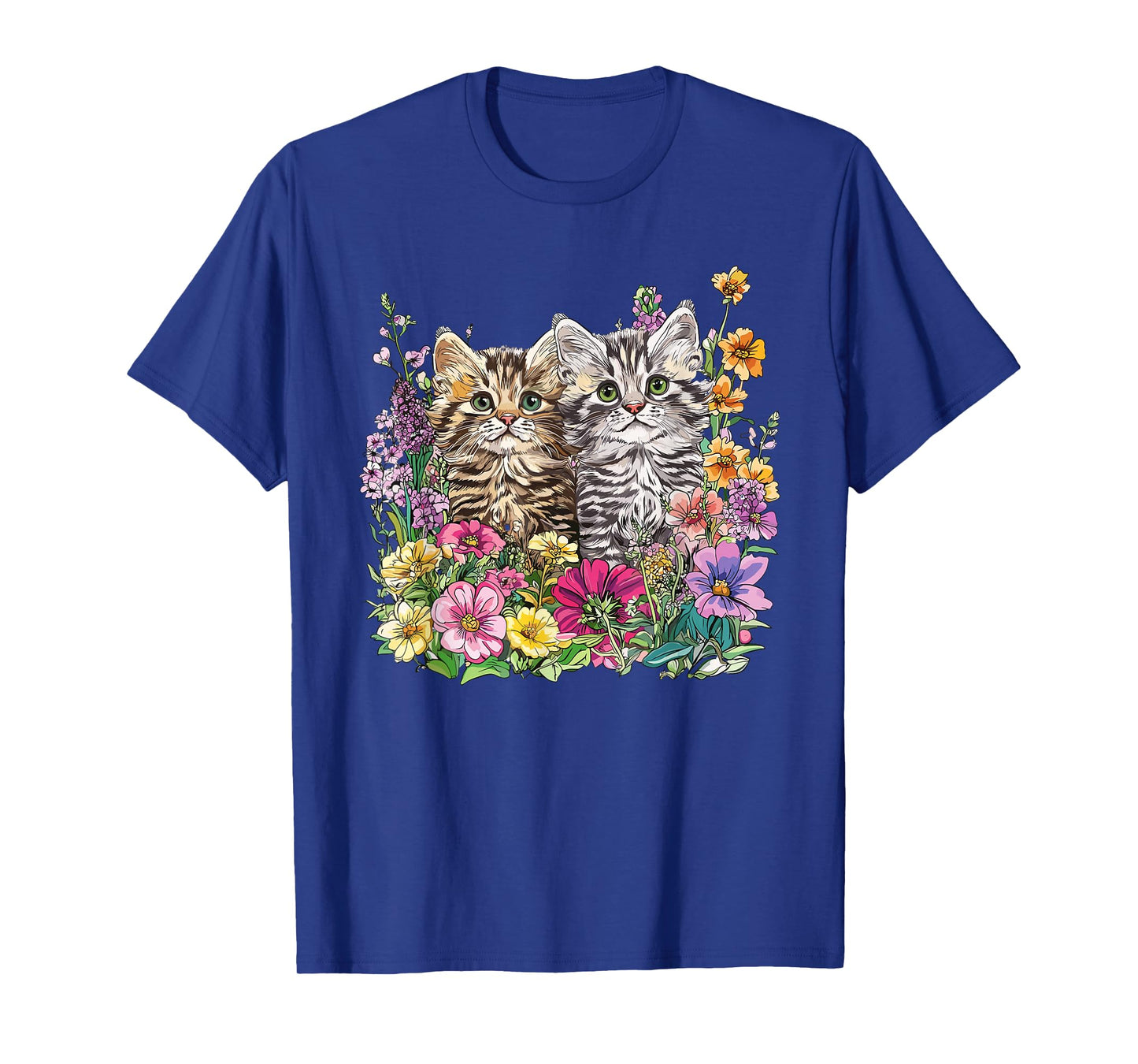 Cute Kittens in Flower Garden T-Shirt