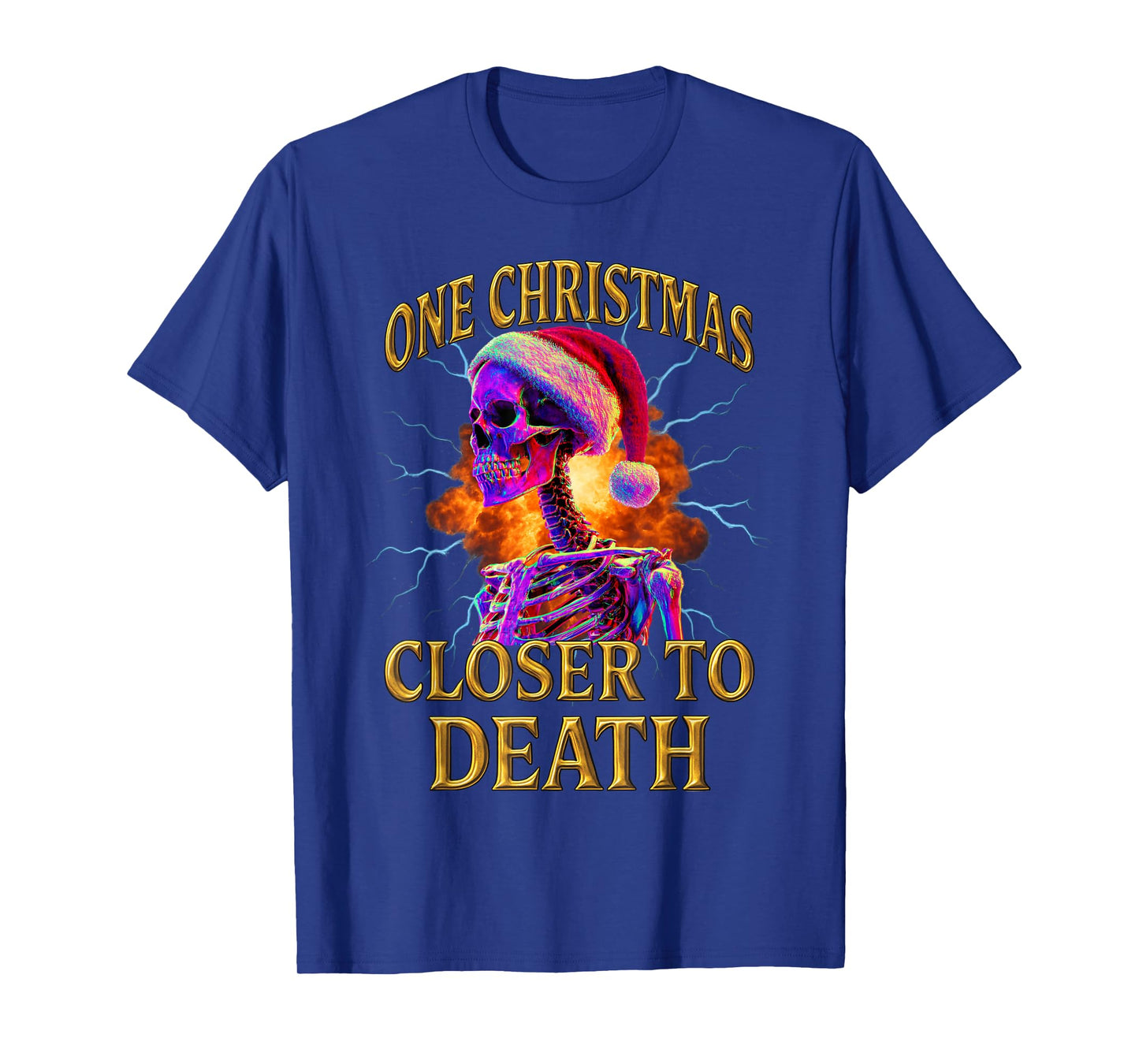Funny Unhinged Christmas Skeleton Nihilism T-Shirt