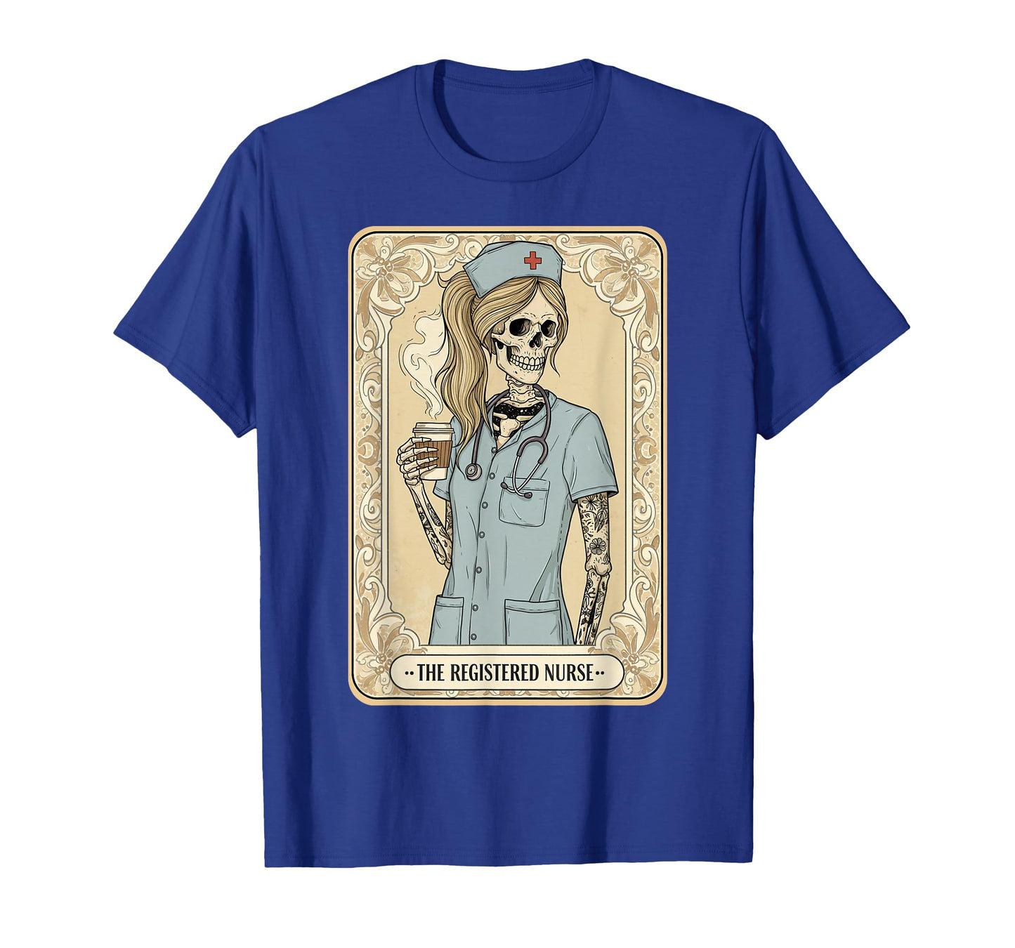 Tarot Card Registered Nurse Stethoscope Skeleton RN Nursing T-Shirt