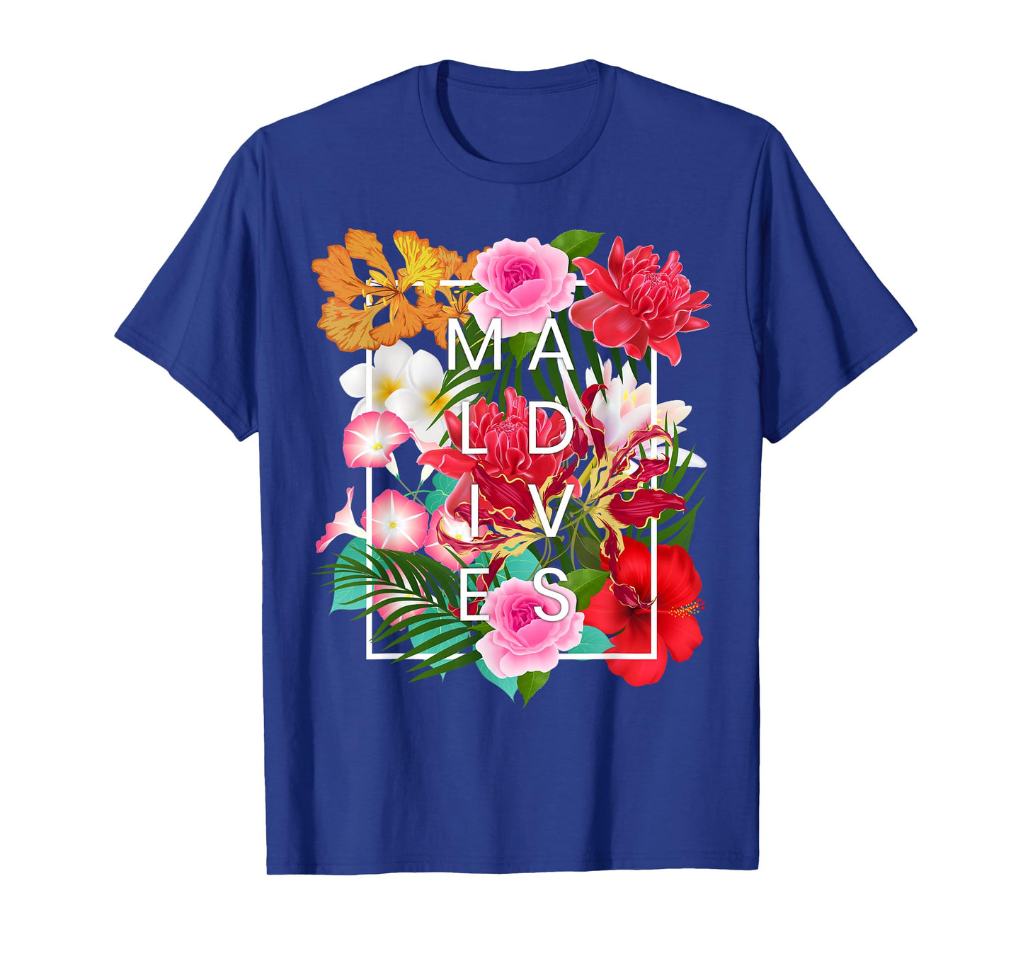 Flowers of Maldives Word Art - Maldives Vacation Souvenir T-Shirt
