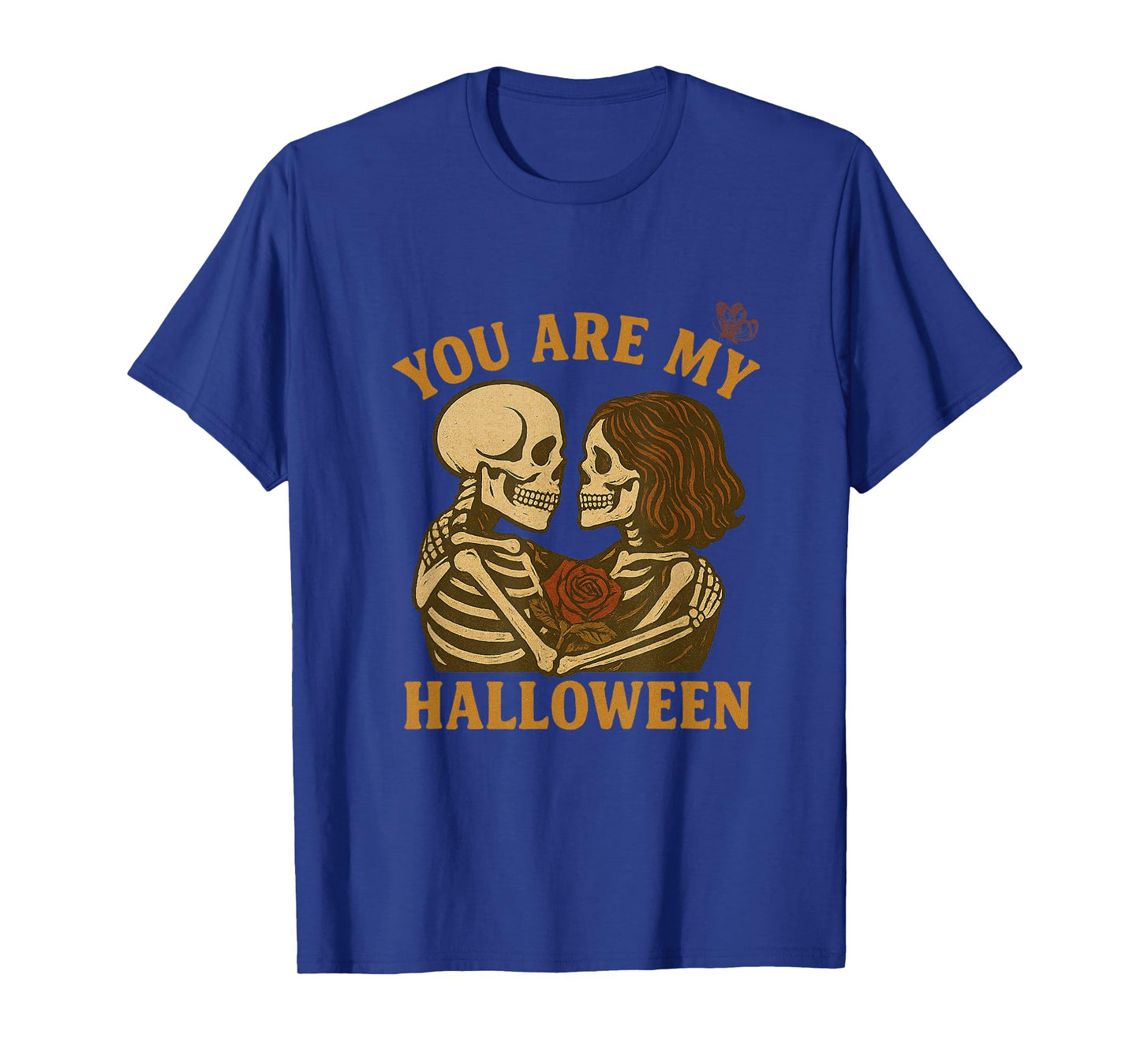 Romance and Funny Halloween Skeleton Love Couple Tee T-Shirt