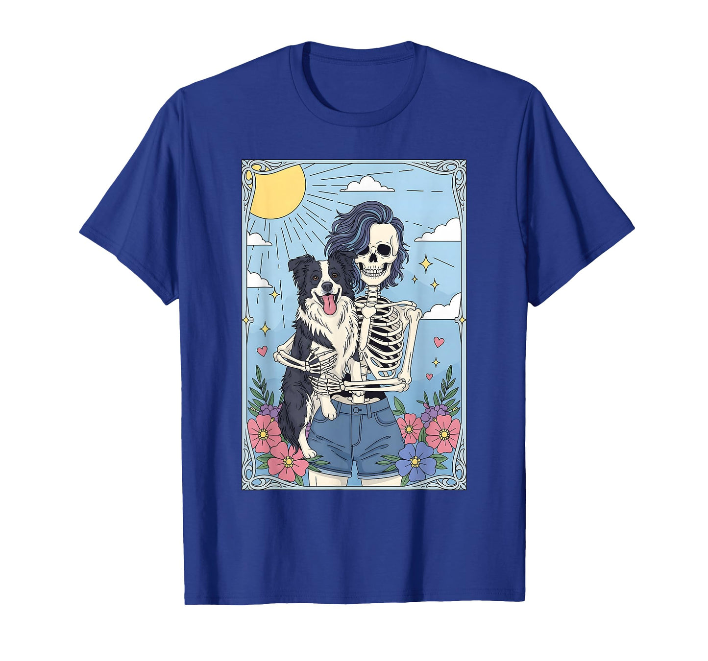 Border Collie Dog Tarot Card Halloween Costume Skeleton T-Shirt
